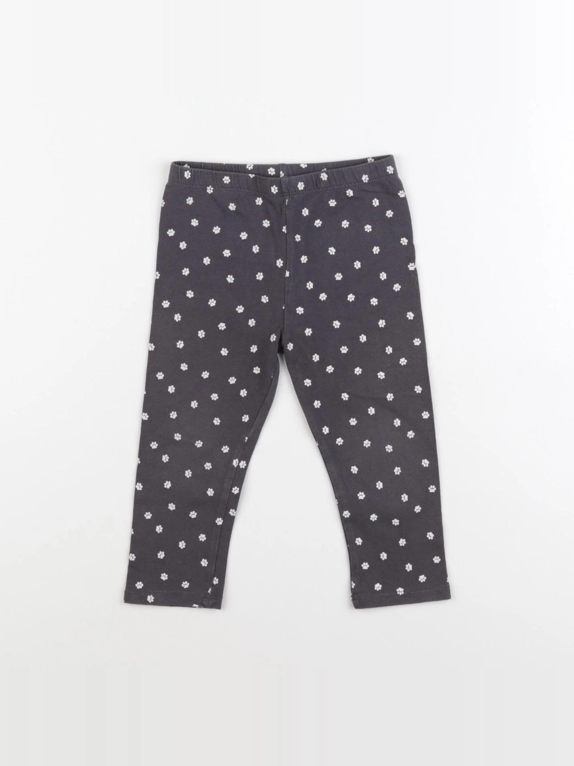 Vertbaudet - legging gris, blanc - 2 ans