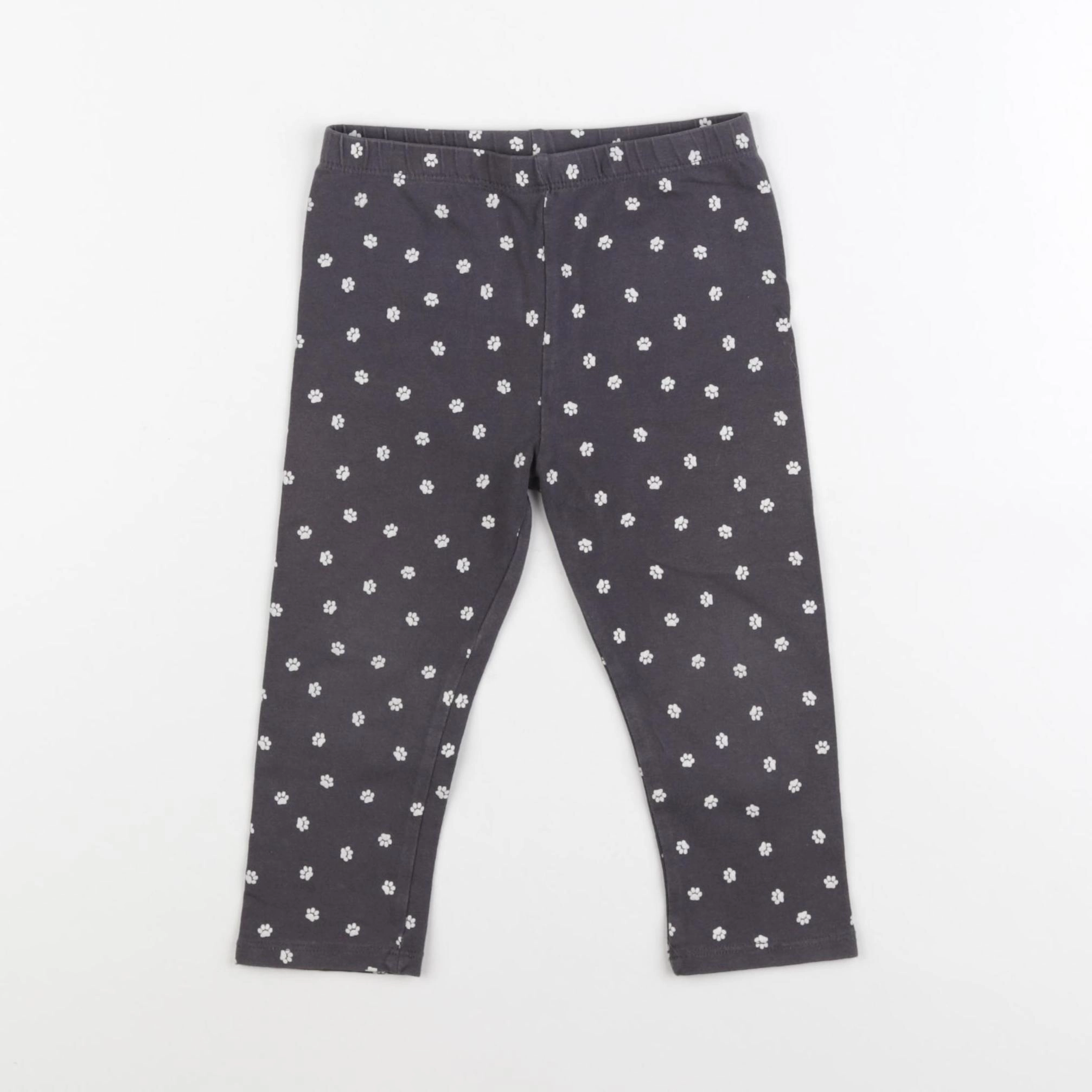 Vertbaudet - legging gris, blanc - 2 ans