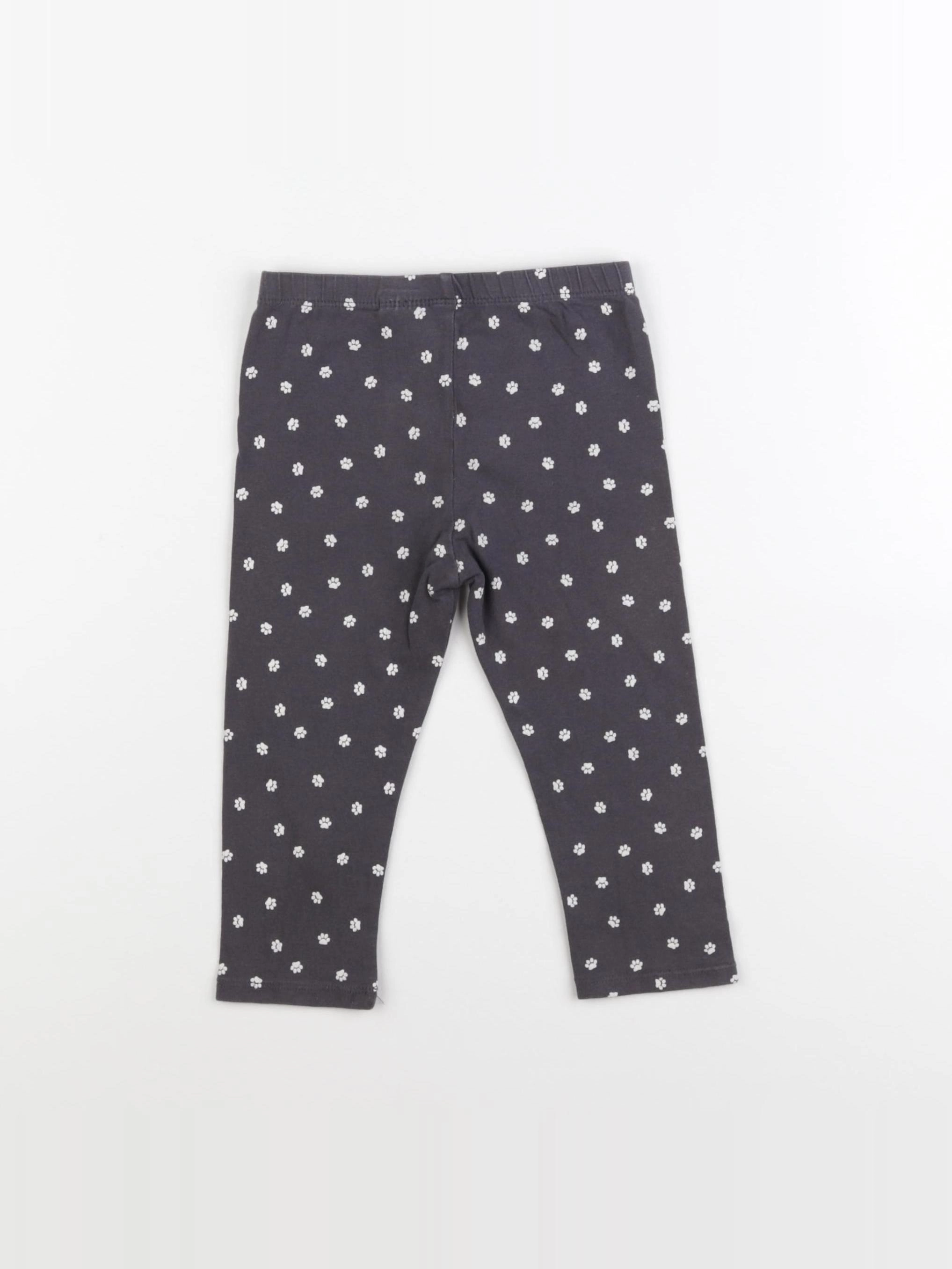 Vertbaudet - legging gris, blanc - 2 ans