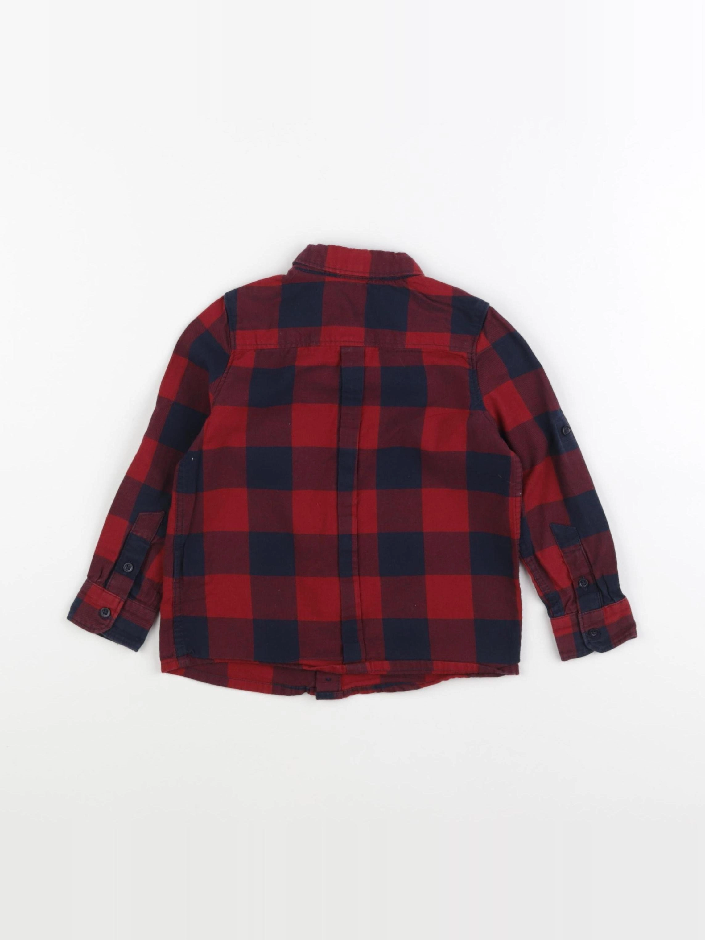Okaidi - chemise bleu, rouge - 3 ans