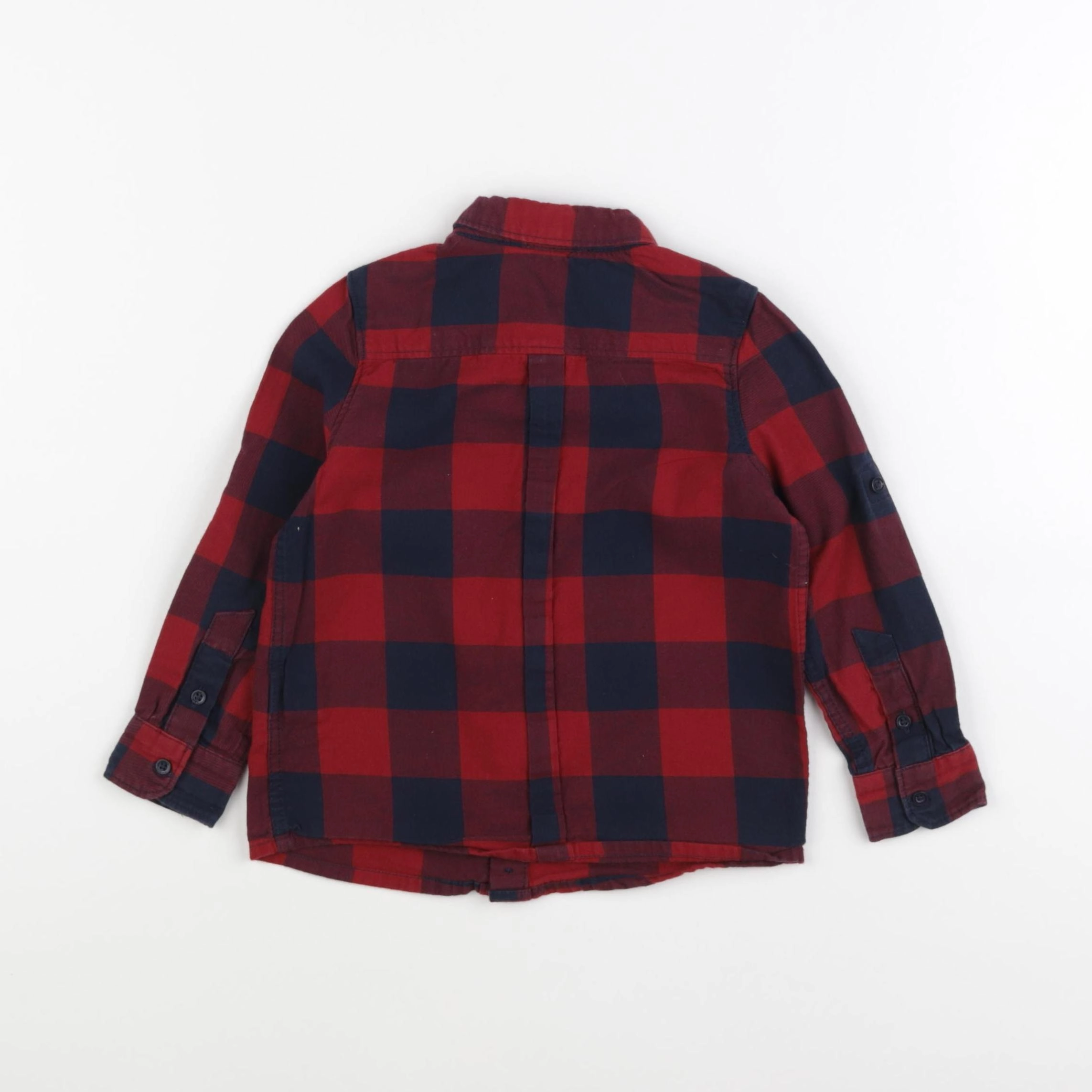 Okaidi - chemise bleu, rouge - 3 ans