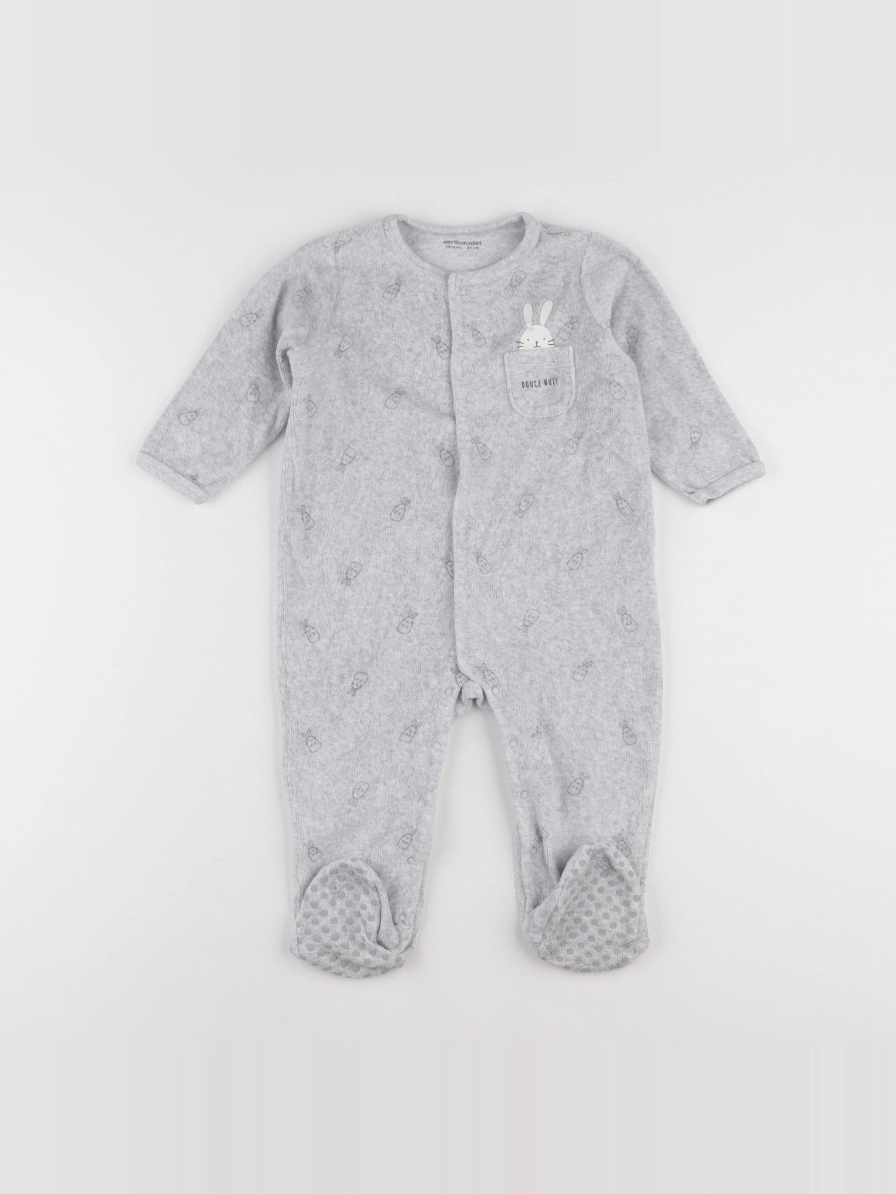 Vertbaudet - pyjama velours gris - 18 mois