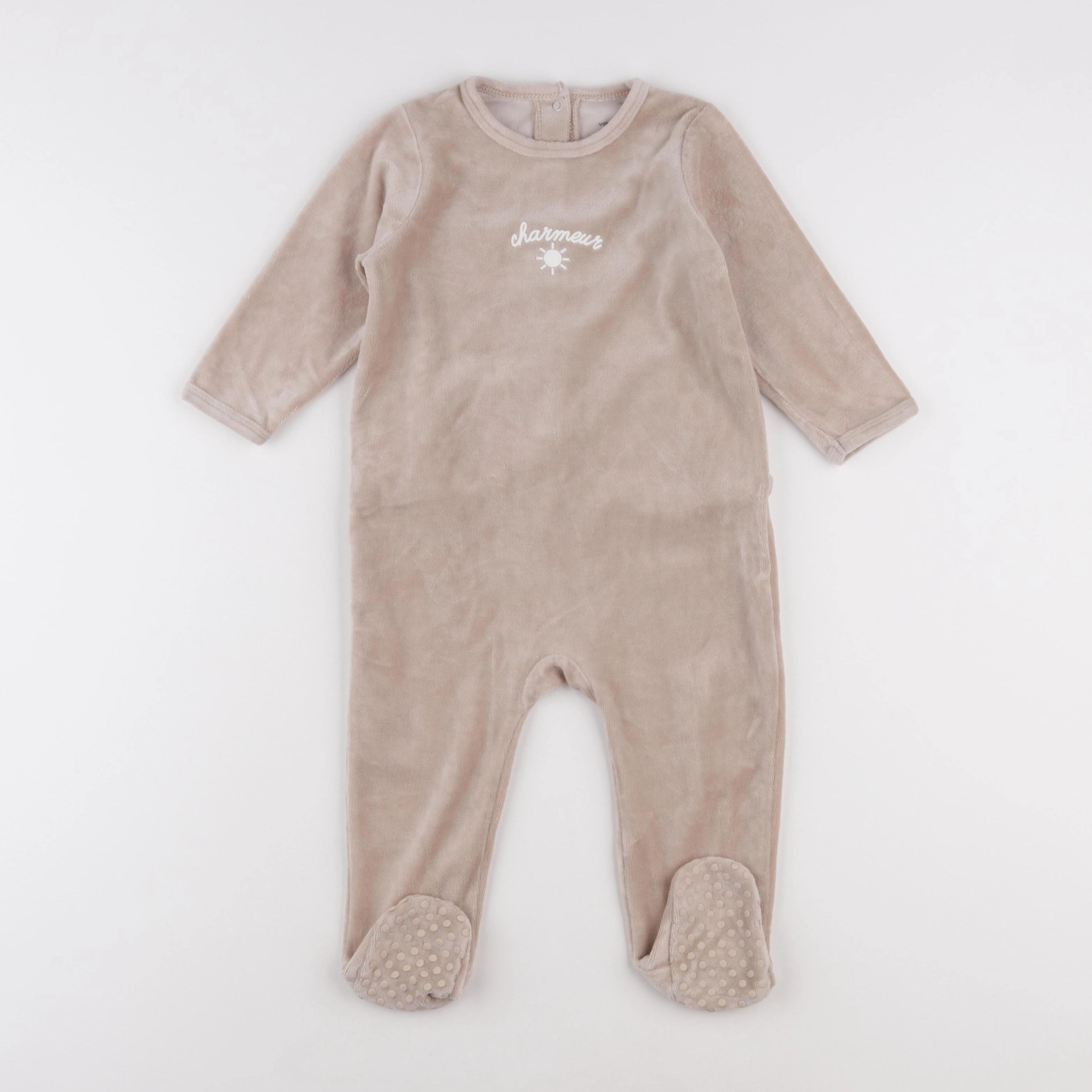 Vertbaudet - pyjama velours beige - 18 mois
