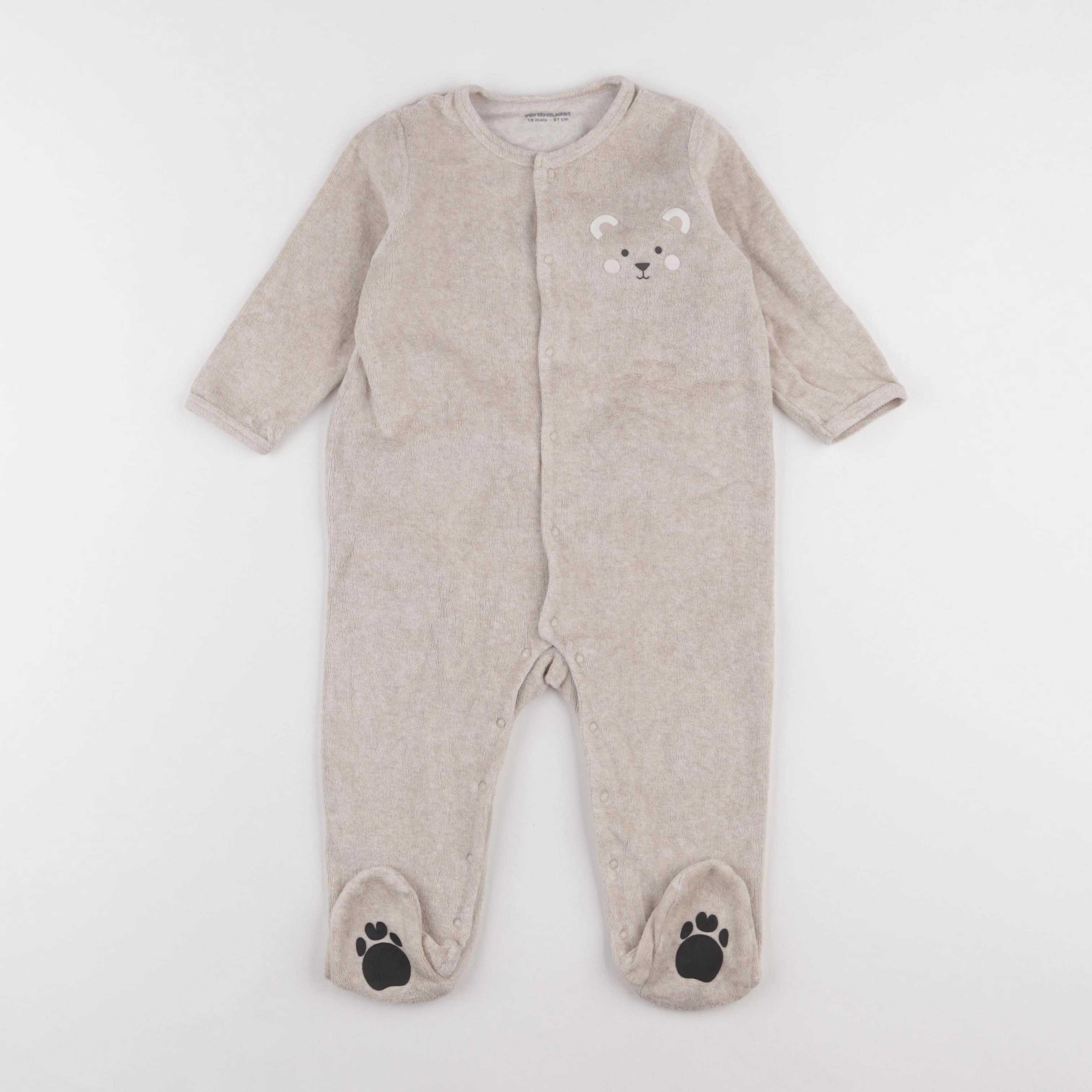 Vertbaudet - pyjama velours beige - 18 mois