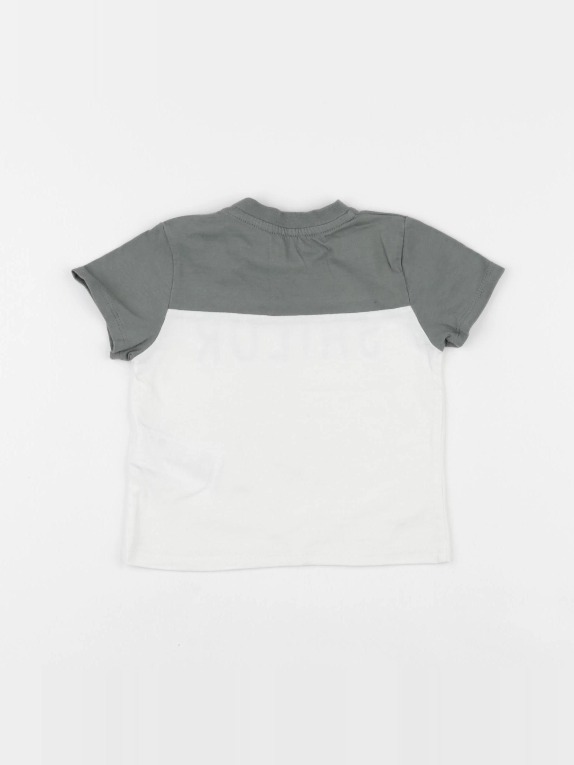 Vertbaudet - tee-shirt blanc, vert - 12 mois