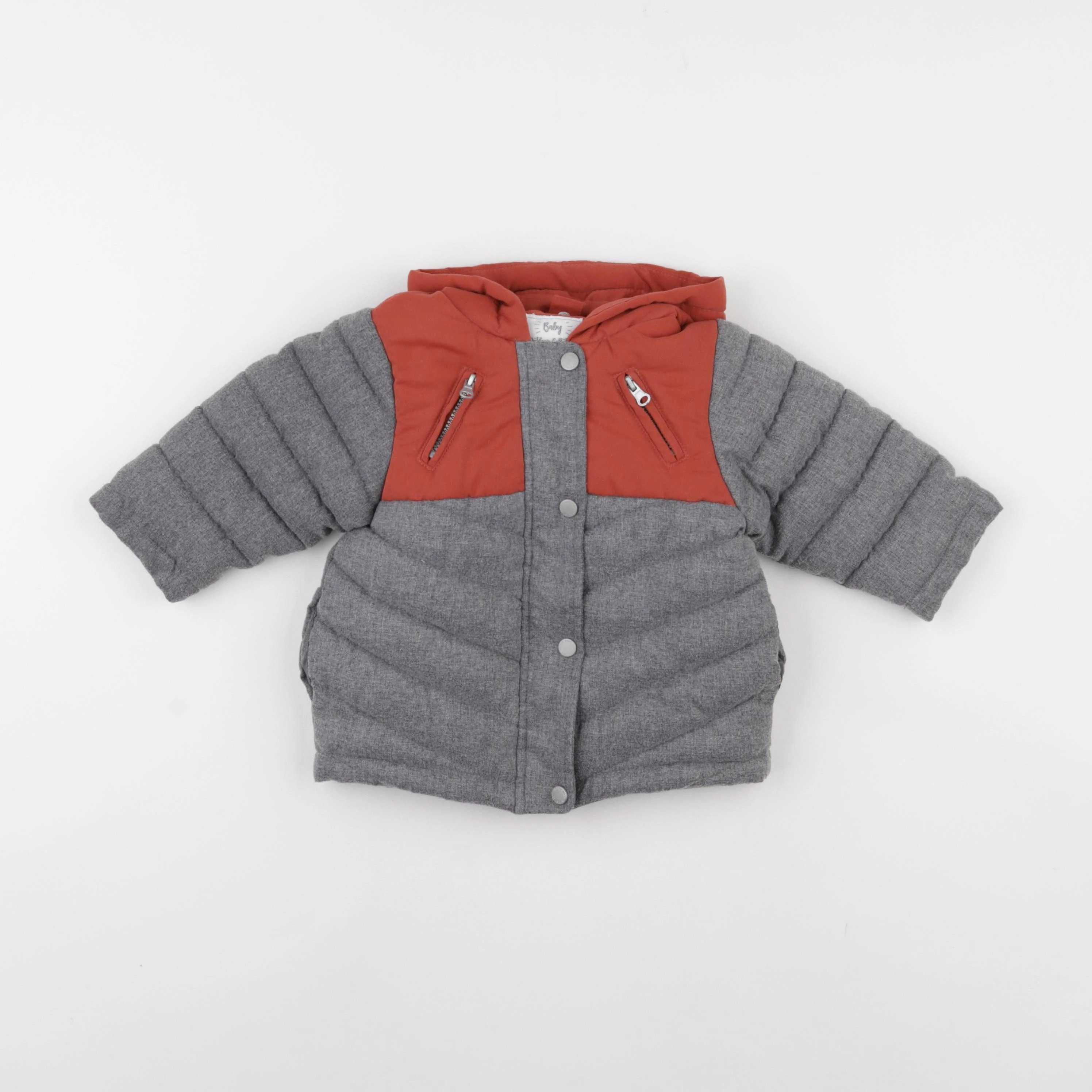 Vertbaudet - doudoune gris - 9 mois