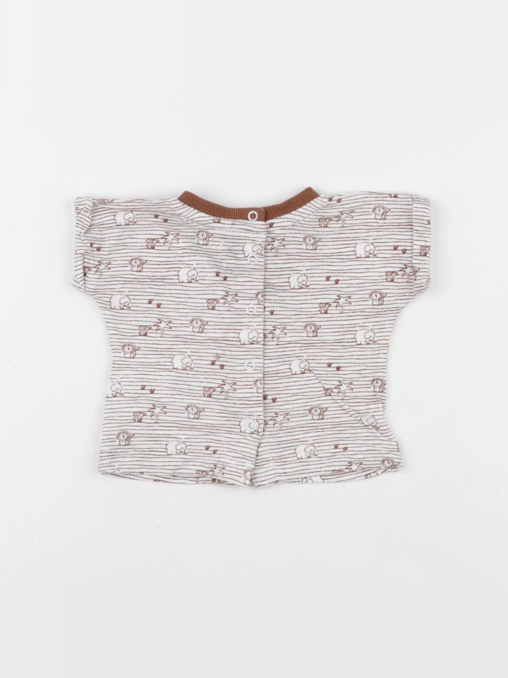Vertbaudet - tee-shirt blanc, marron - 3 mois
