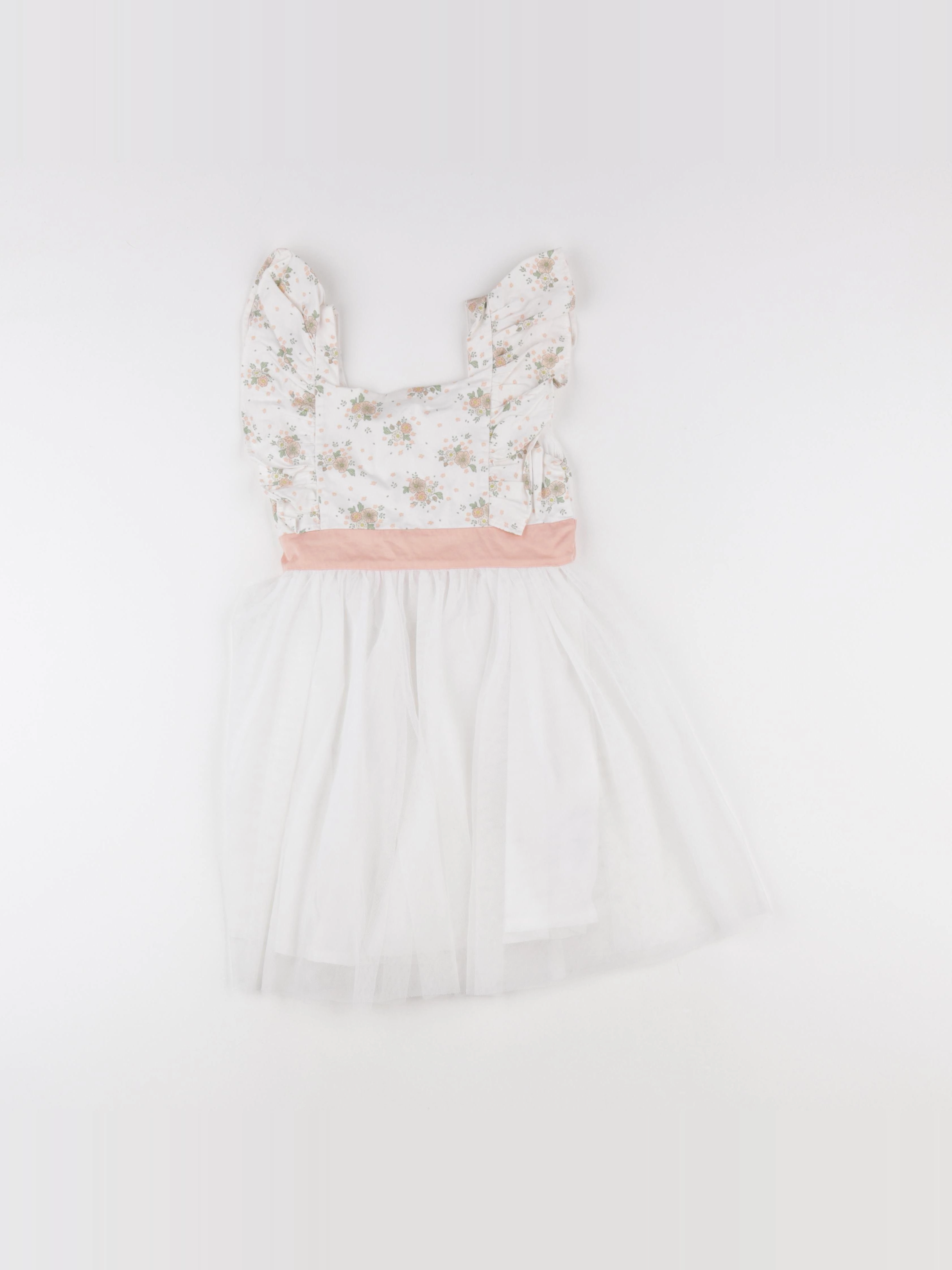 Vertbaudet - robe blanc, rose - 6 ans