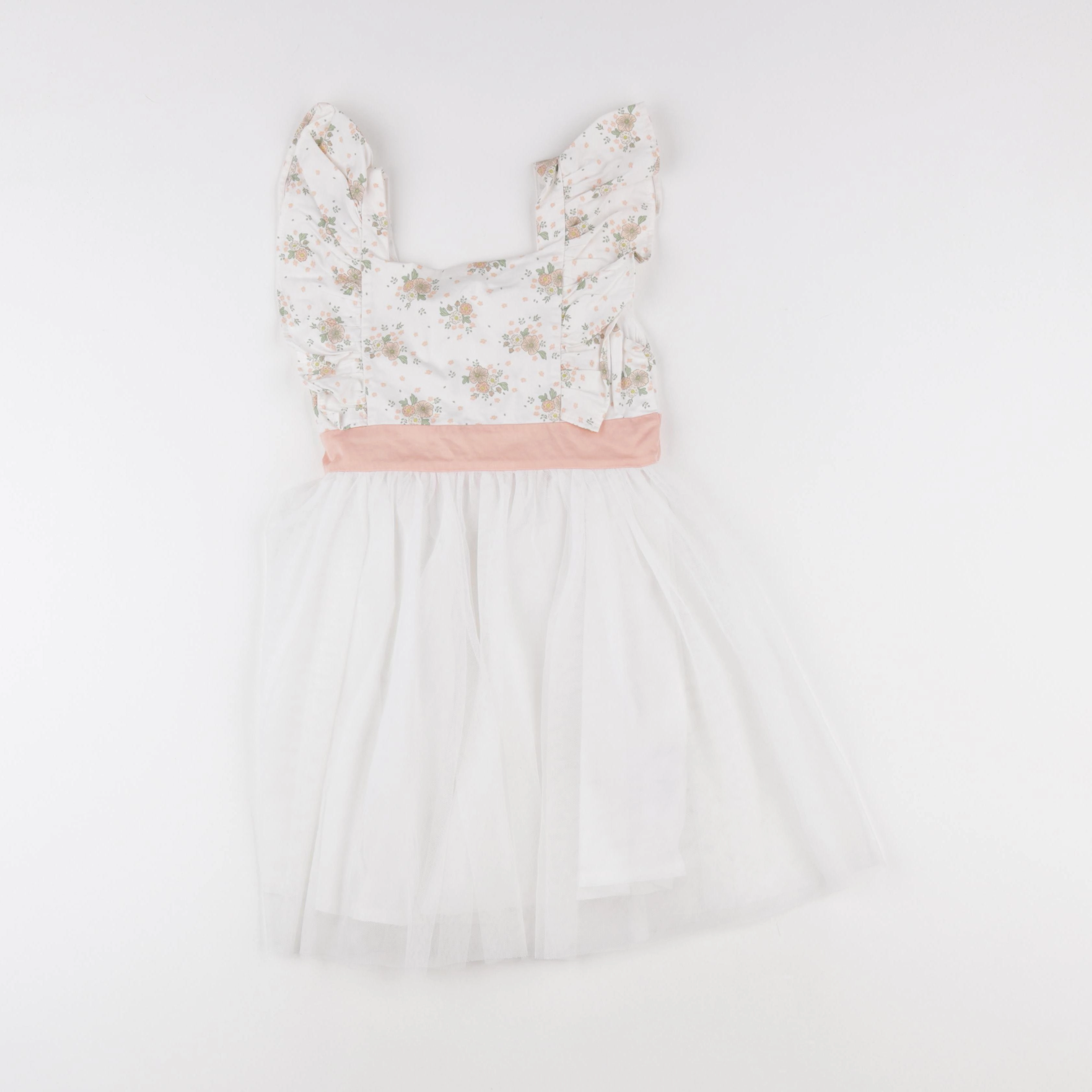 Vertbaudet - robe blanc, rose - 6 ans