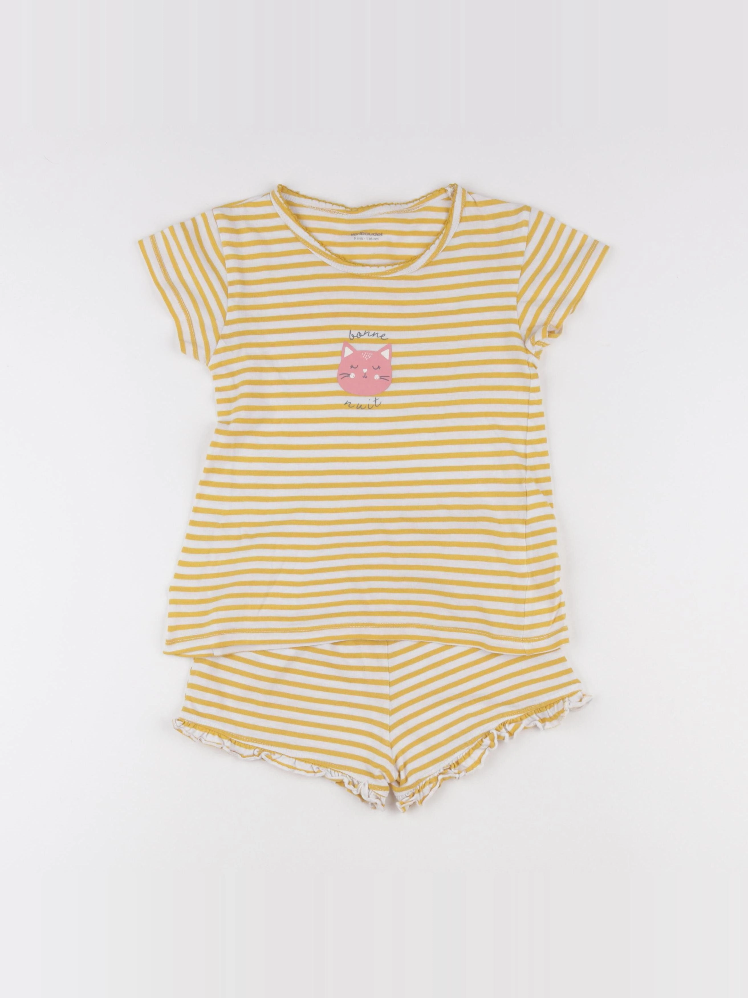 Vertbaudet - pyjama coton jaune - 6 ans