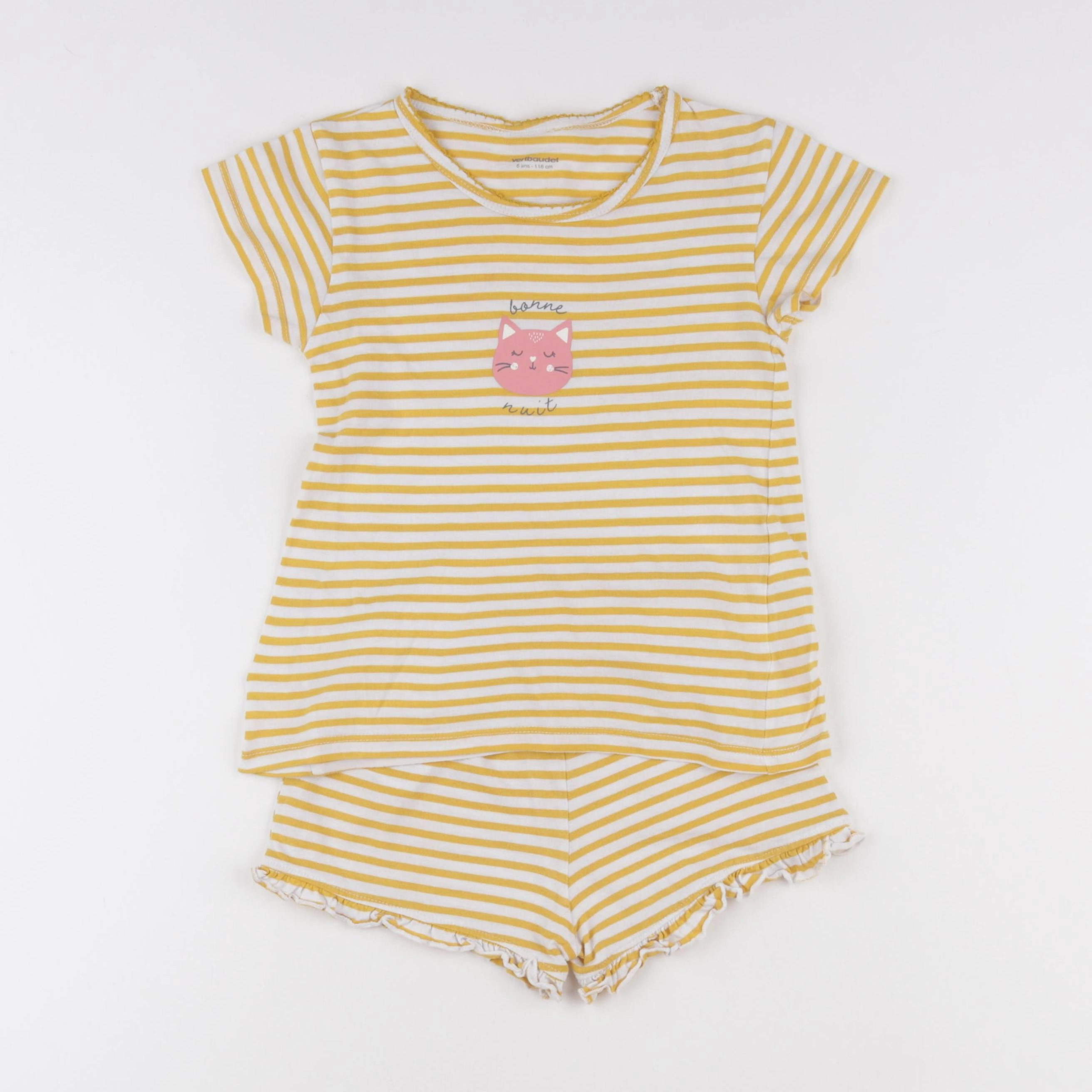 Vertbaudet - pyjama coton jaune - 6 ans