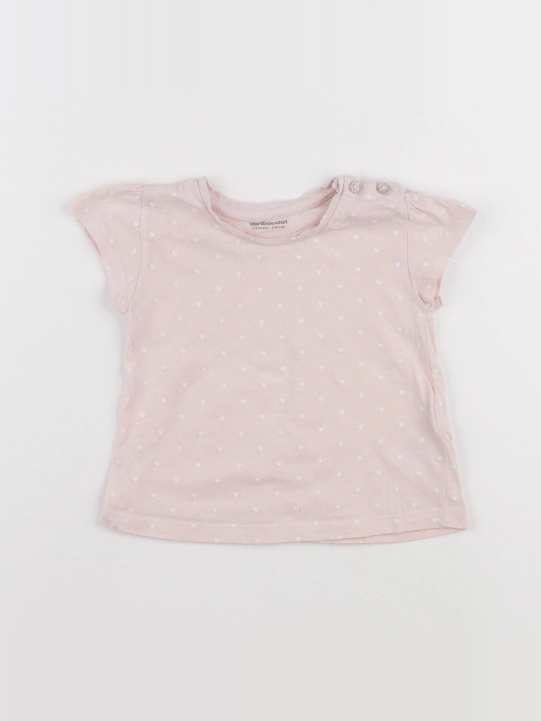 Vertbaudet - tee-shirt rose - 12 mois
