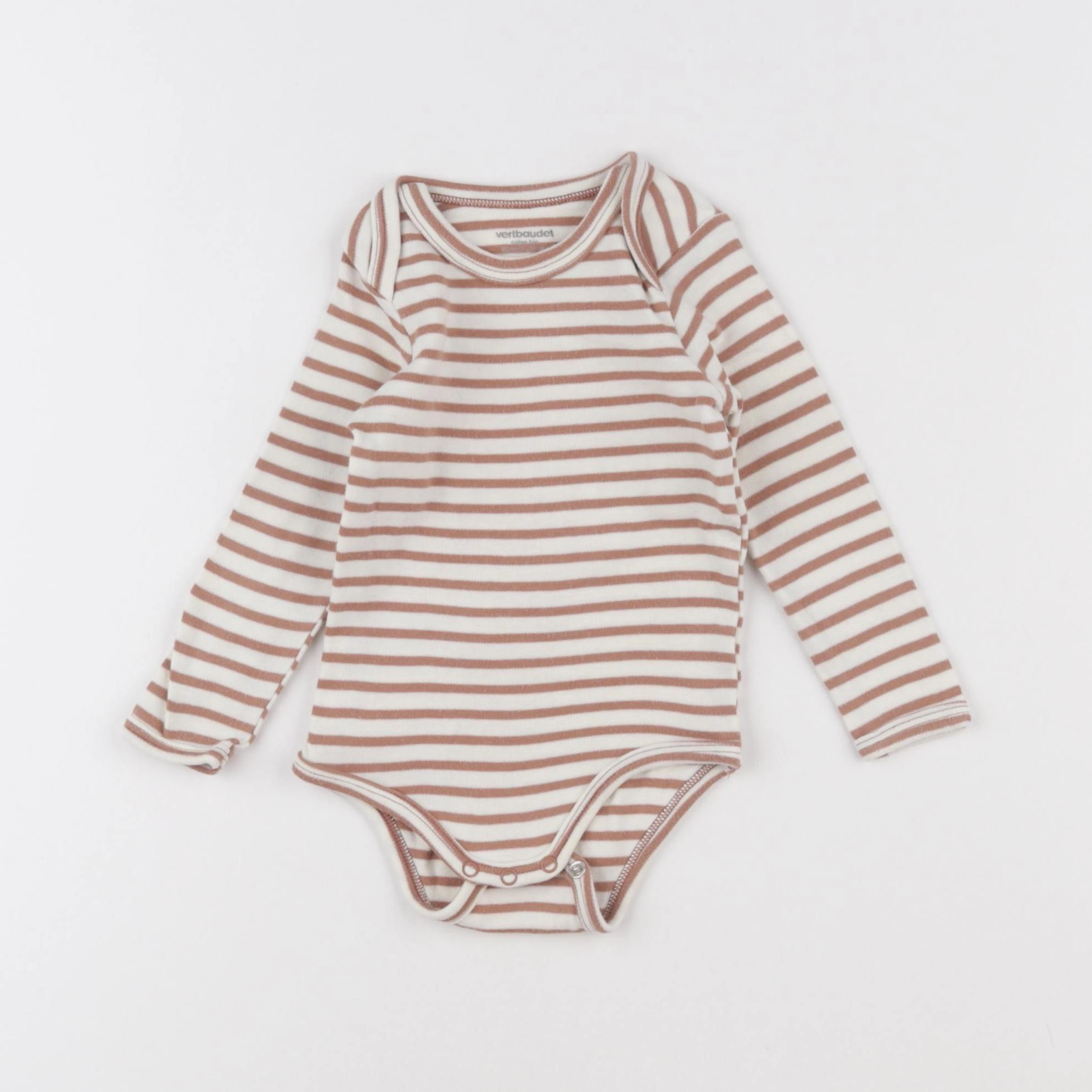 Vertbaudet - body marron, blanc - 12 mois