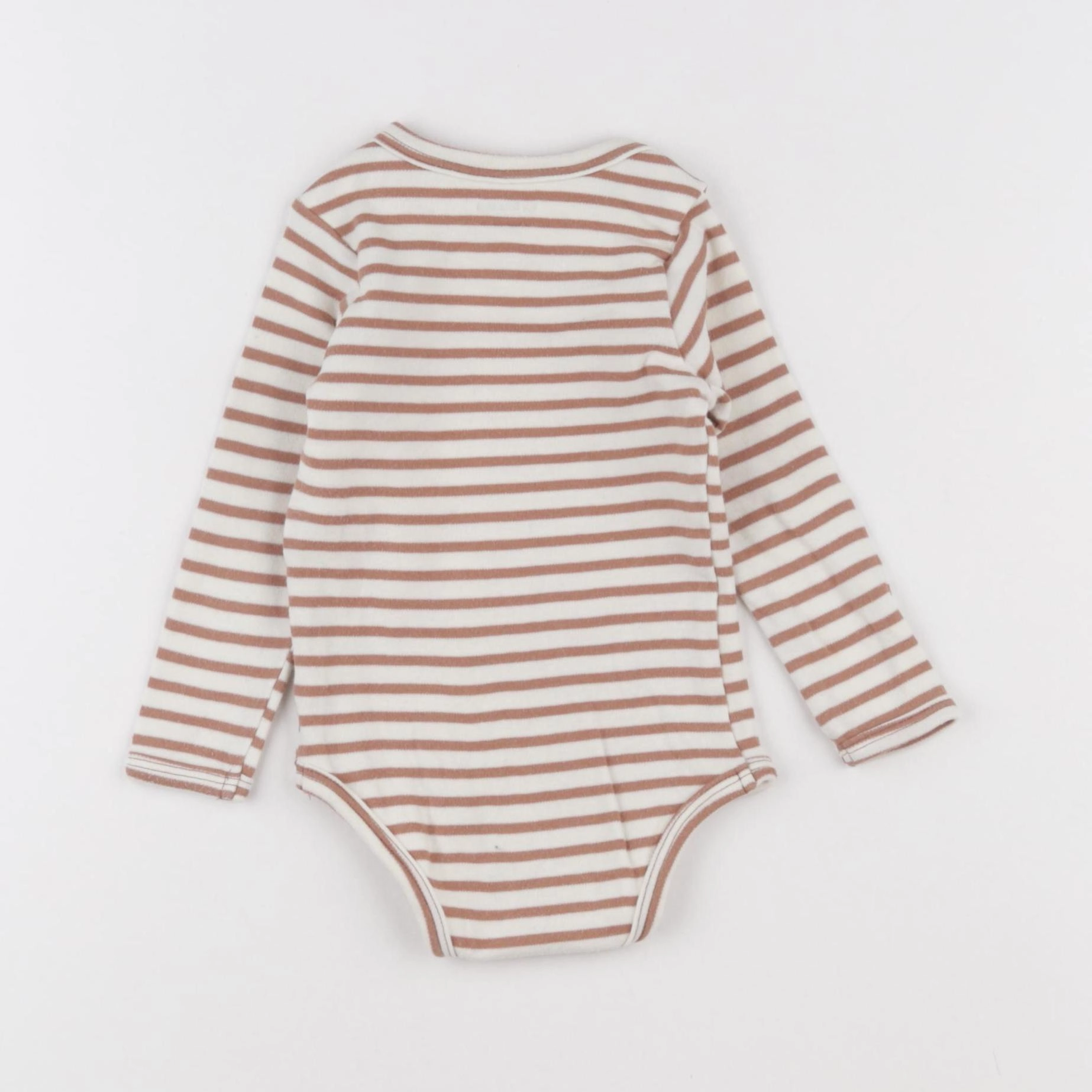 Vertbaudet - body marron, blanc - 12 mois