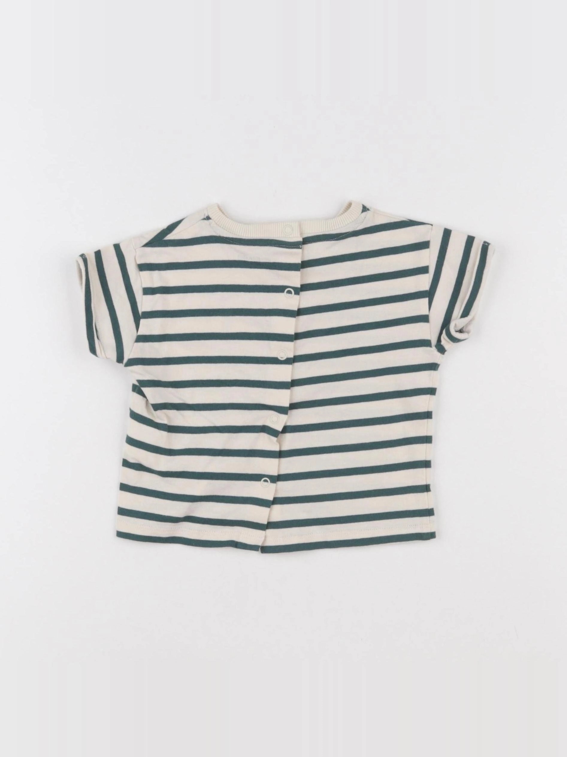Vertbaudet - tee-shirt blanc, vert - 6 mois