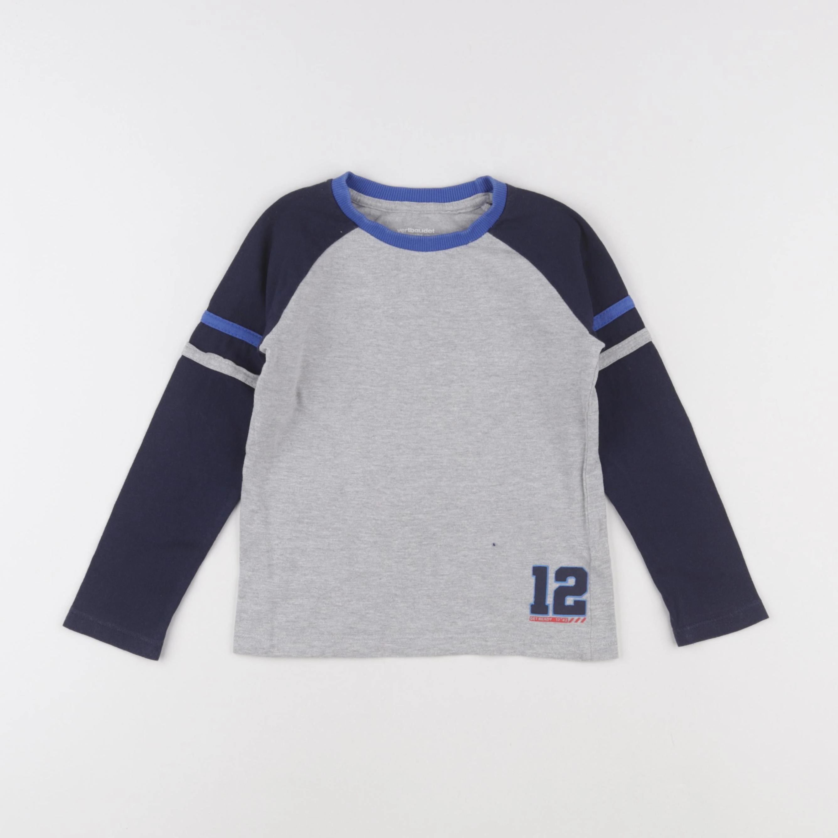 Vertbaudet - tee-shirt imprimé au dos gris, bleu - 4 ans