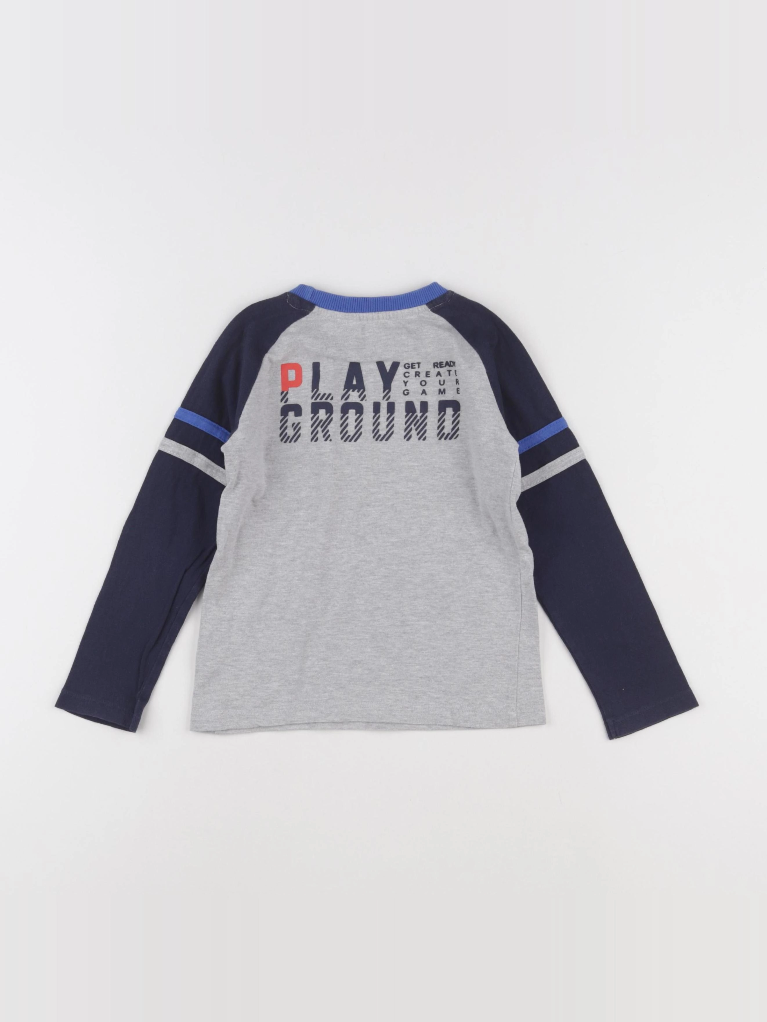 Vertbaudet - tee-shirt imprimé au dos gris, bleu - 4 ans