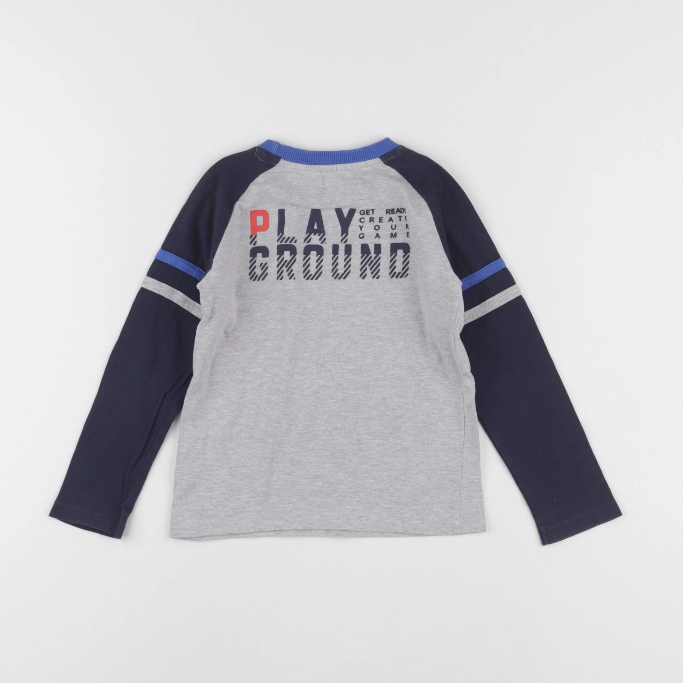 Vertbaudet - tee-shirt imprimé au dos gris, bleu - 4 ans