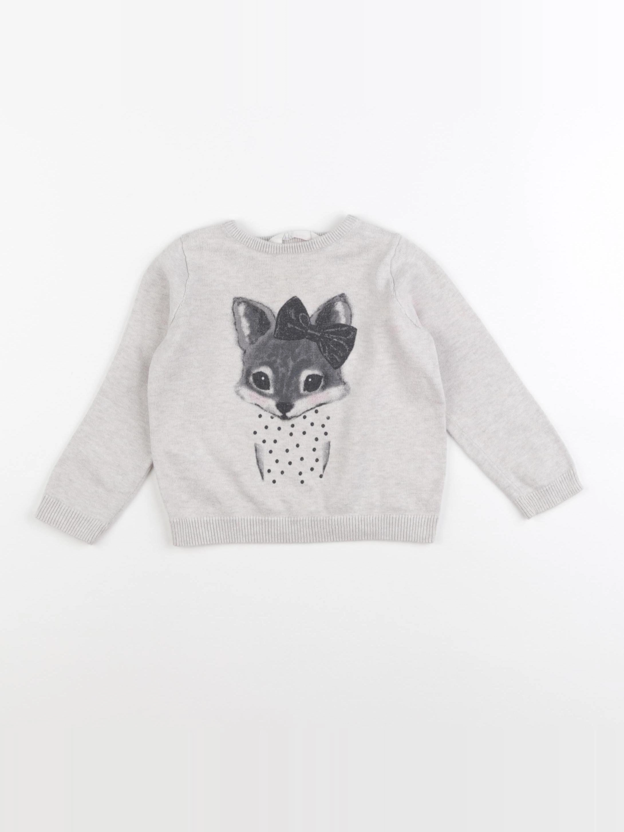 H&M - pull gris - 18/24 mois