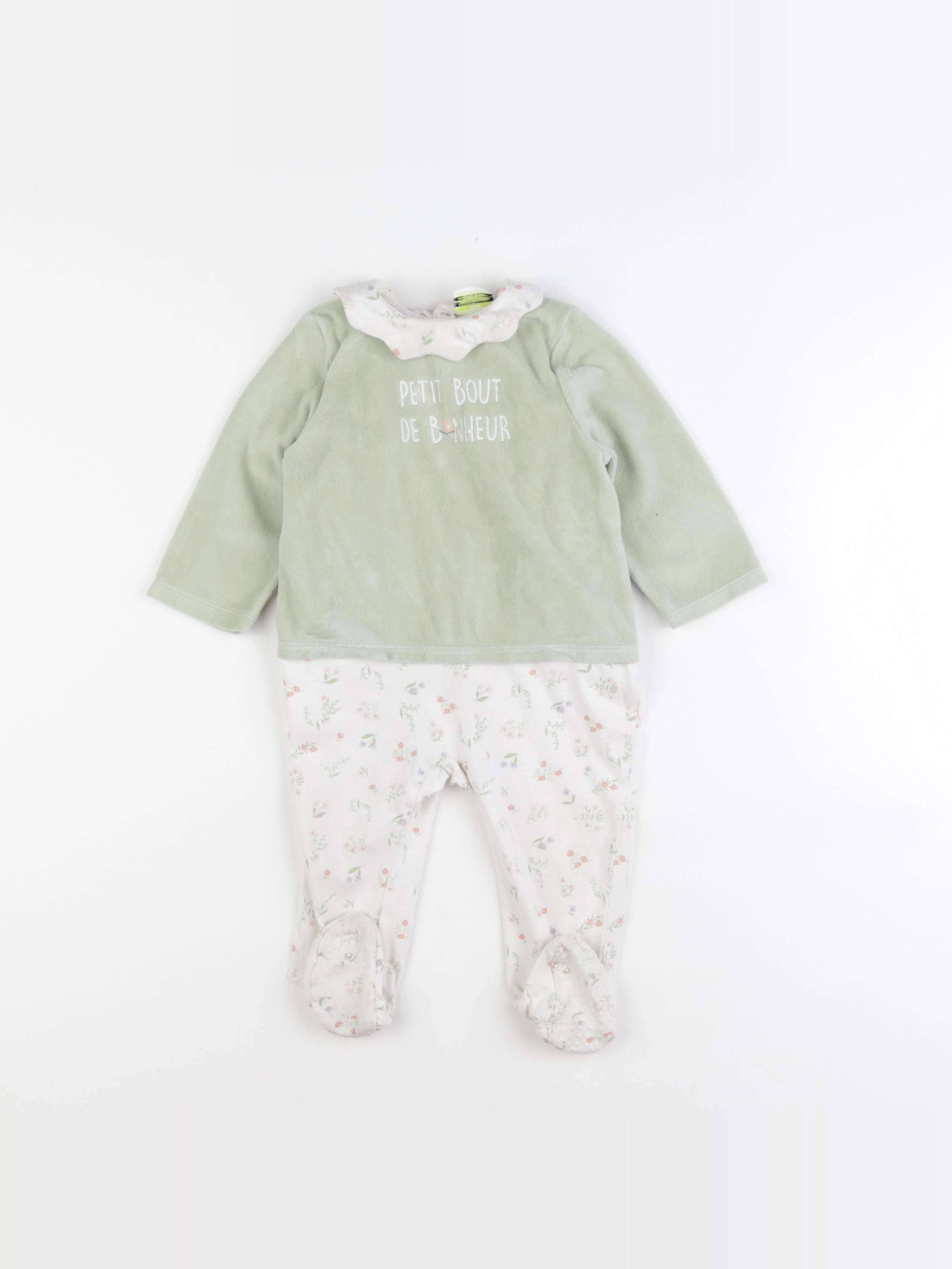Tape à l'oeil - pyjama velours vert - 12 mois