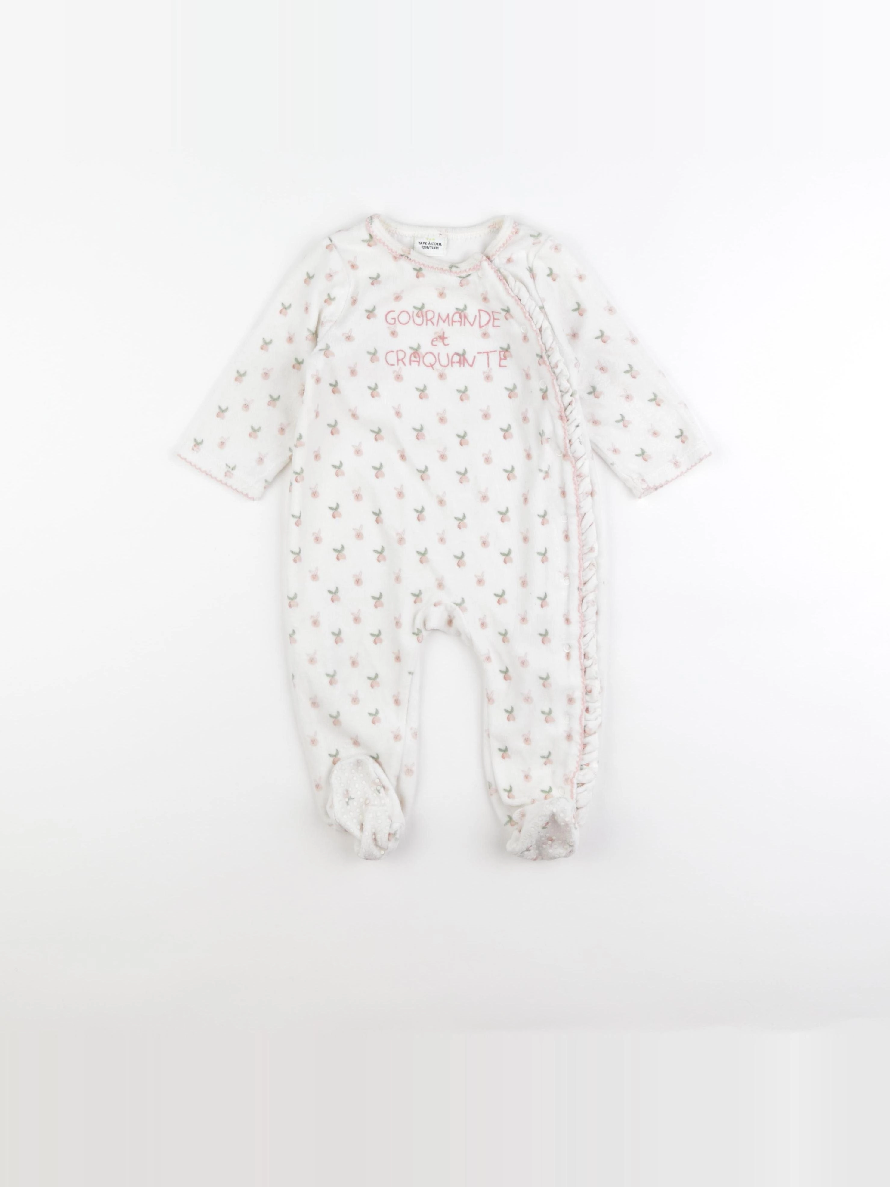 Tape à l'oeil - pyjama velours blanc - 12 mois