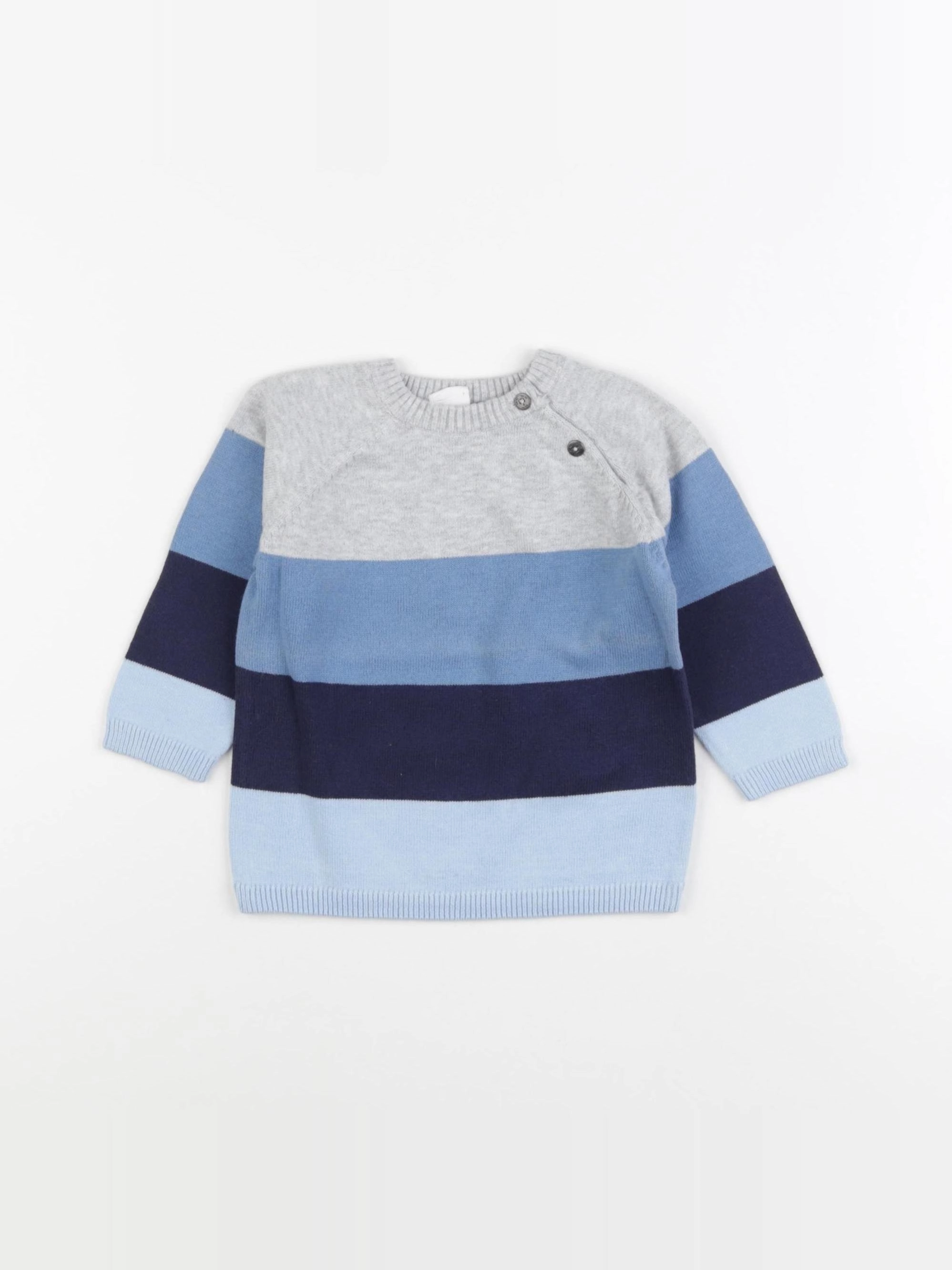 H&M - pull bleu - 6/9 mois