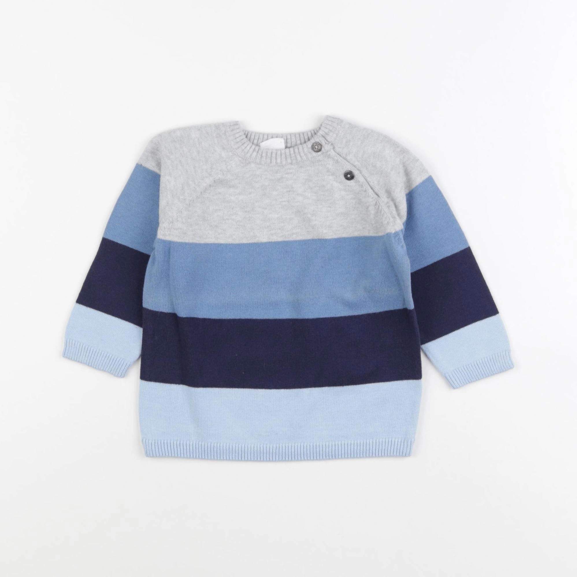 H&M - pull bleu - 6/9 mois