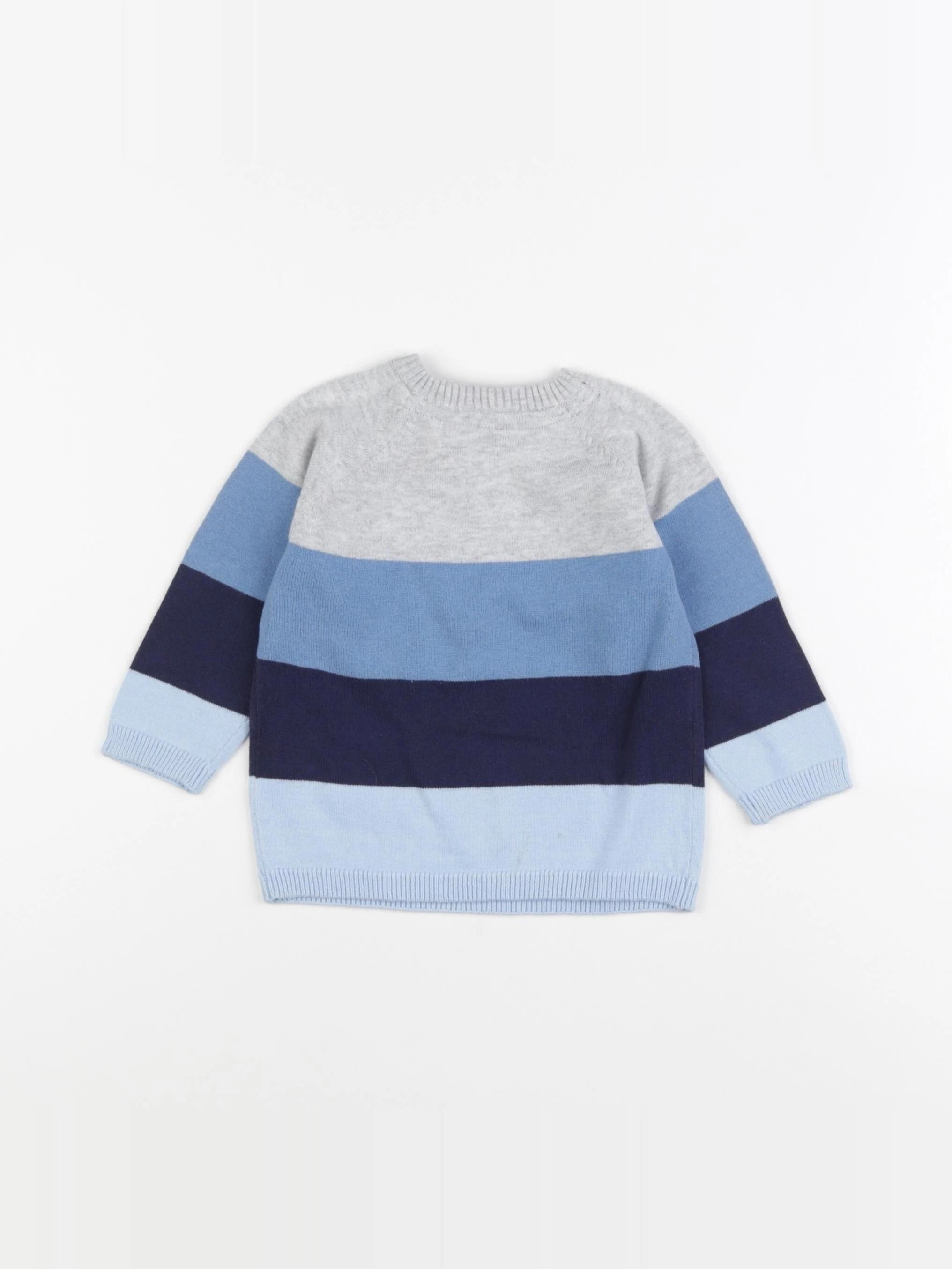 H&M - pull bleu - 6/9 mois