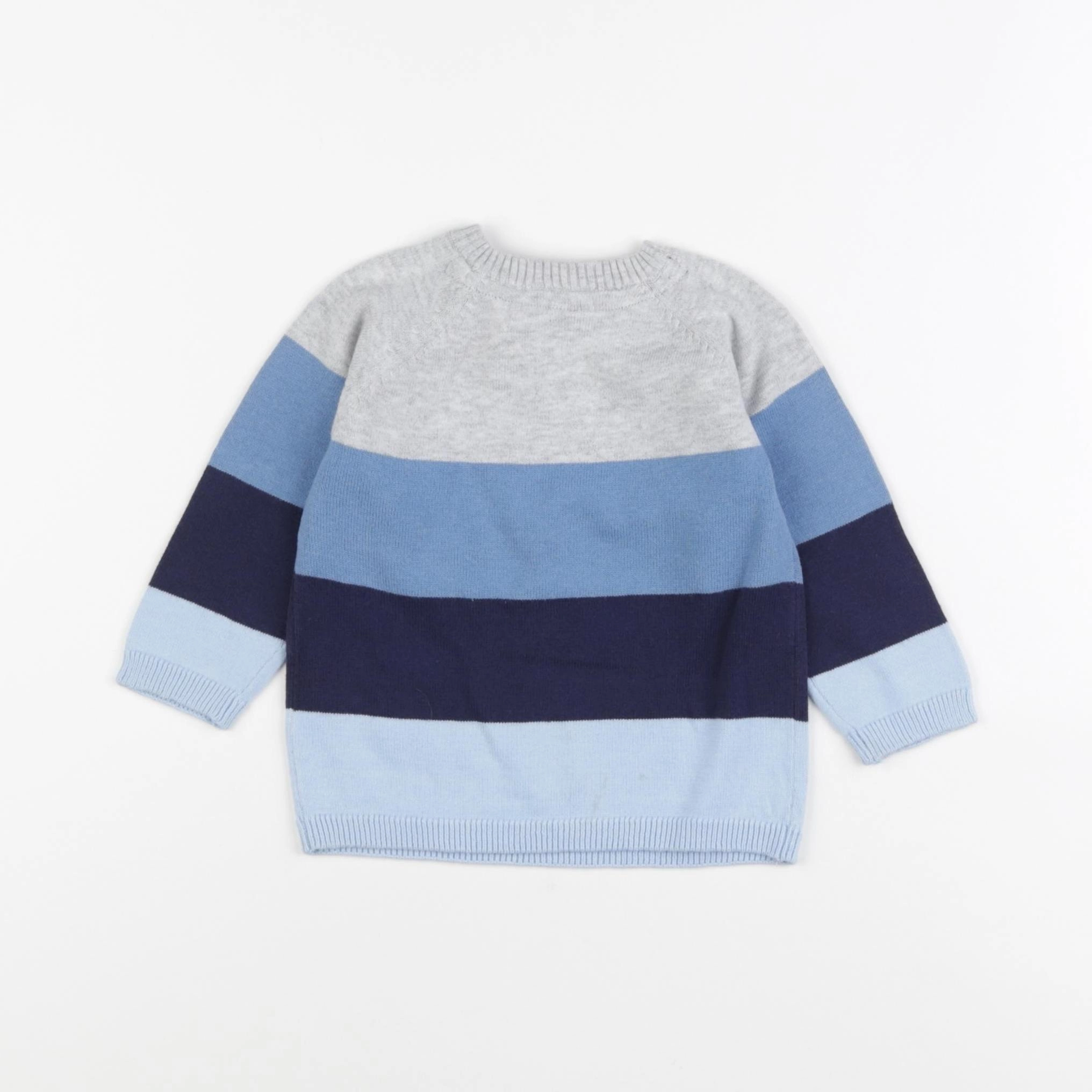 H&M - pull bleu - 6/9 mois