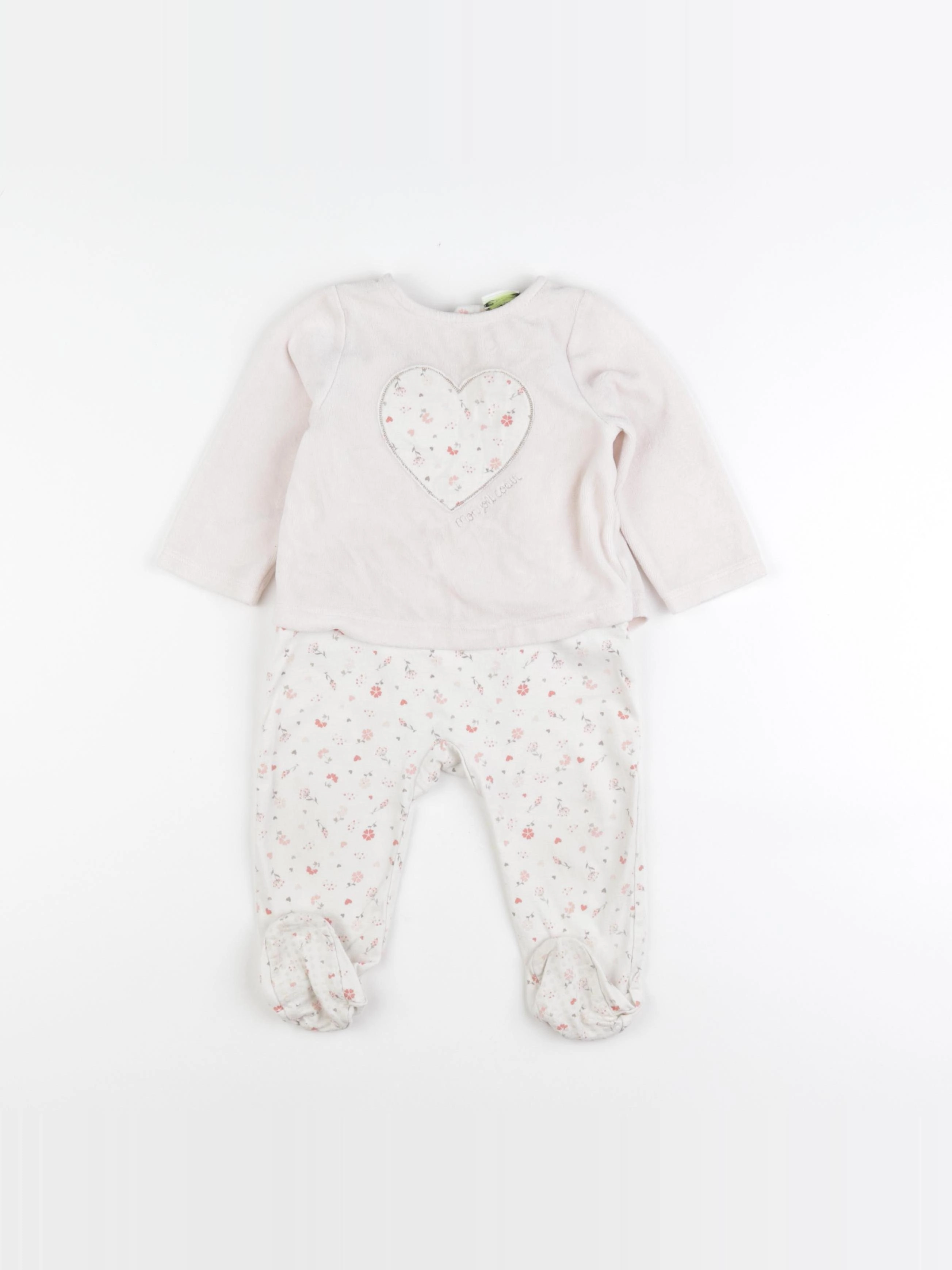 Tape à l'oeil - pyjama velours beige - 12 mois