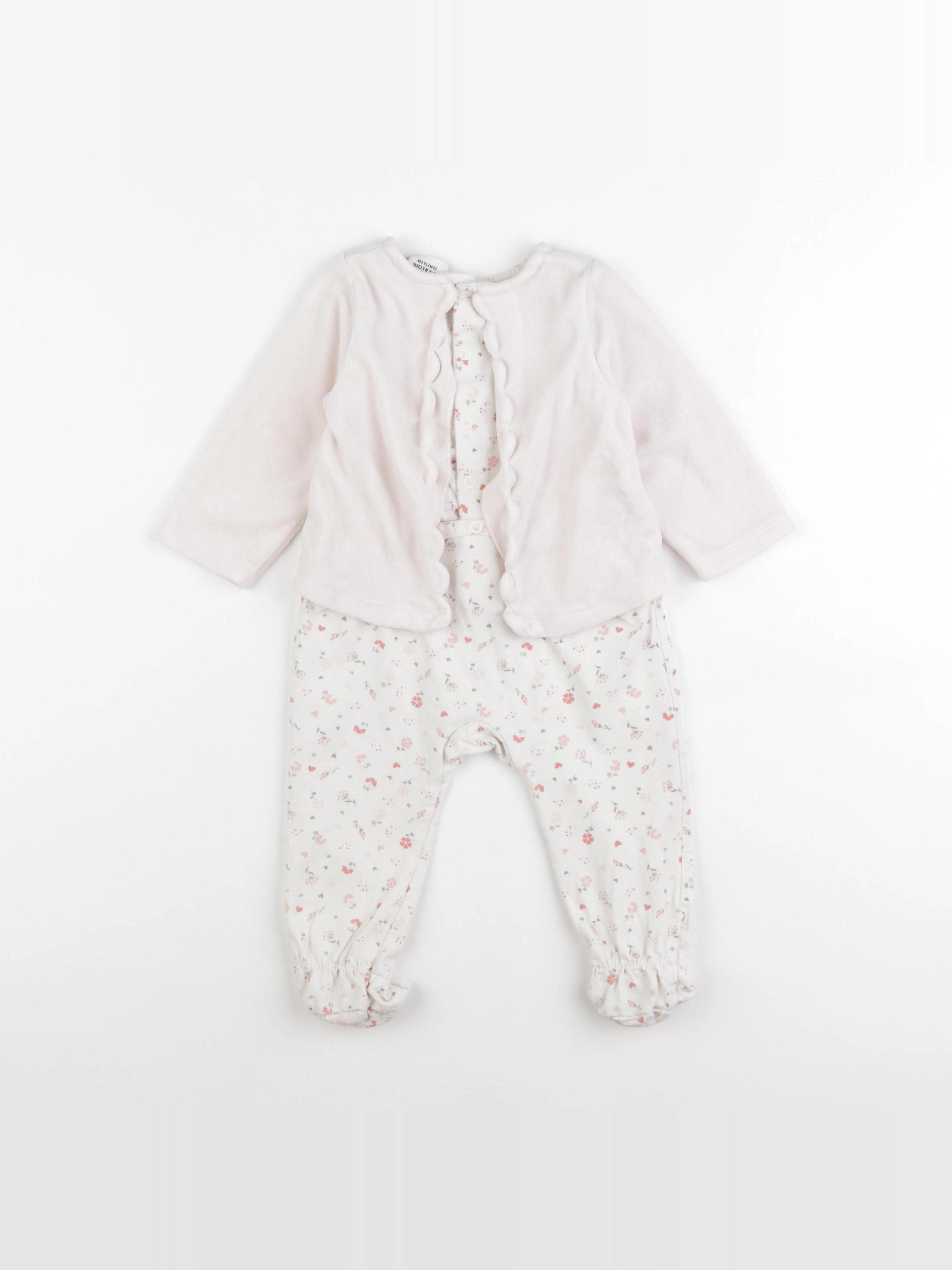 Tape à l'oeil - pyjama velours beige - 12 mois