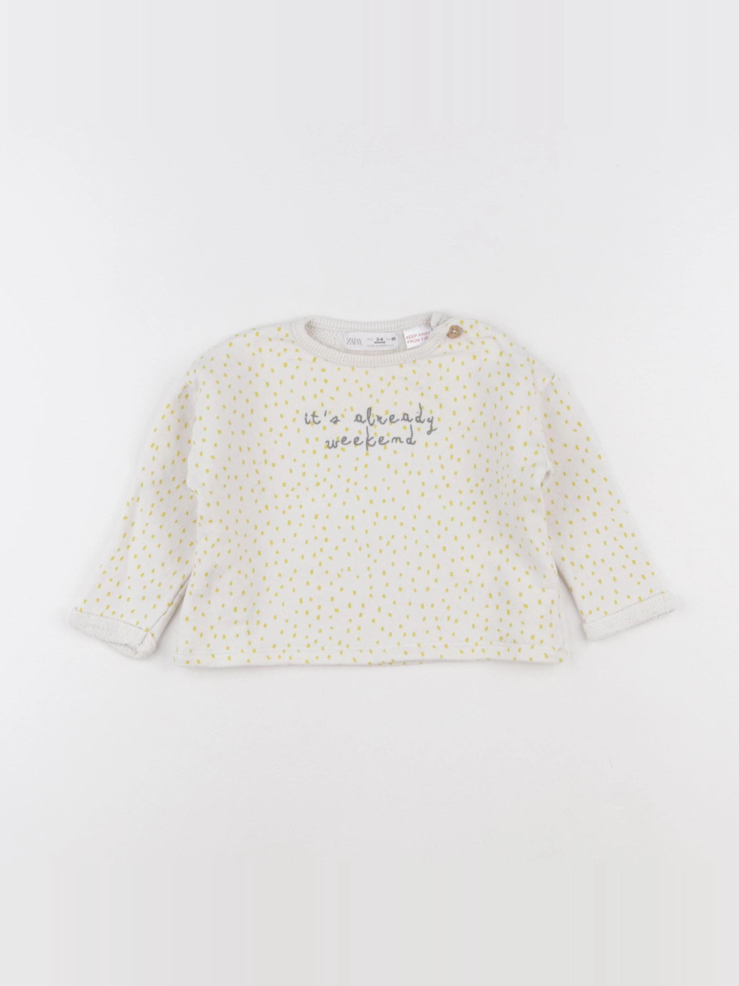 Zara - sweat blanc - 3/6 mois