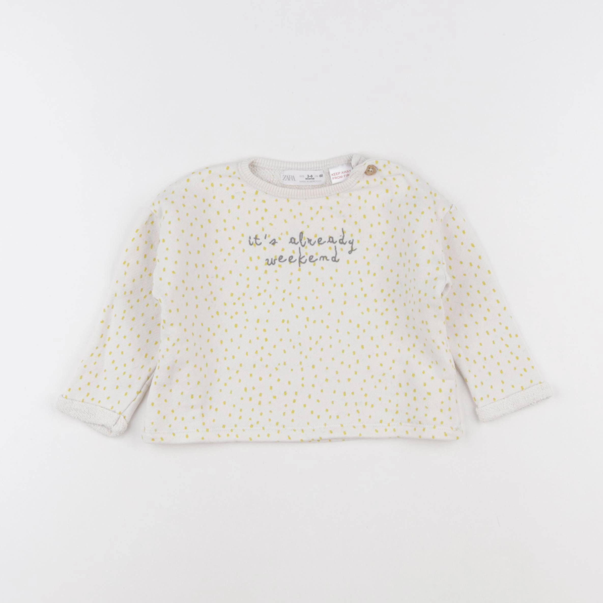 Zara - sweat blanc - 3/6 mois
