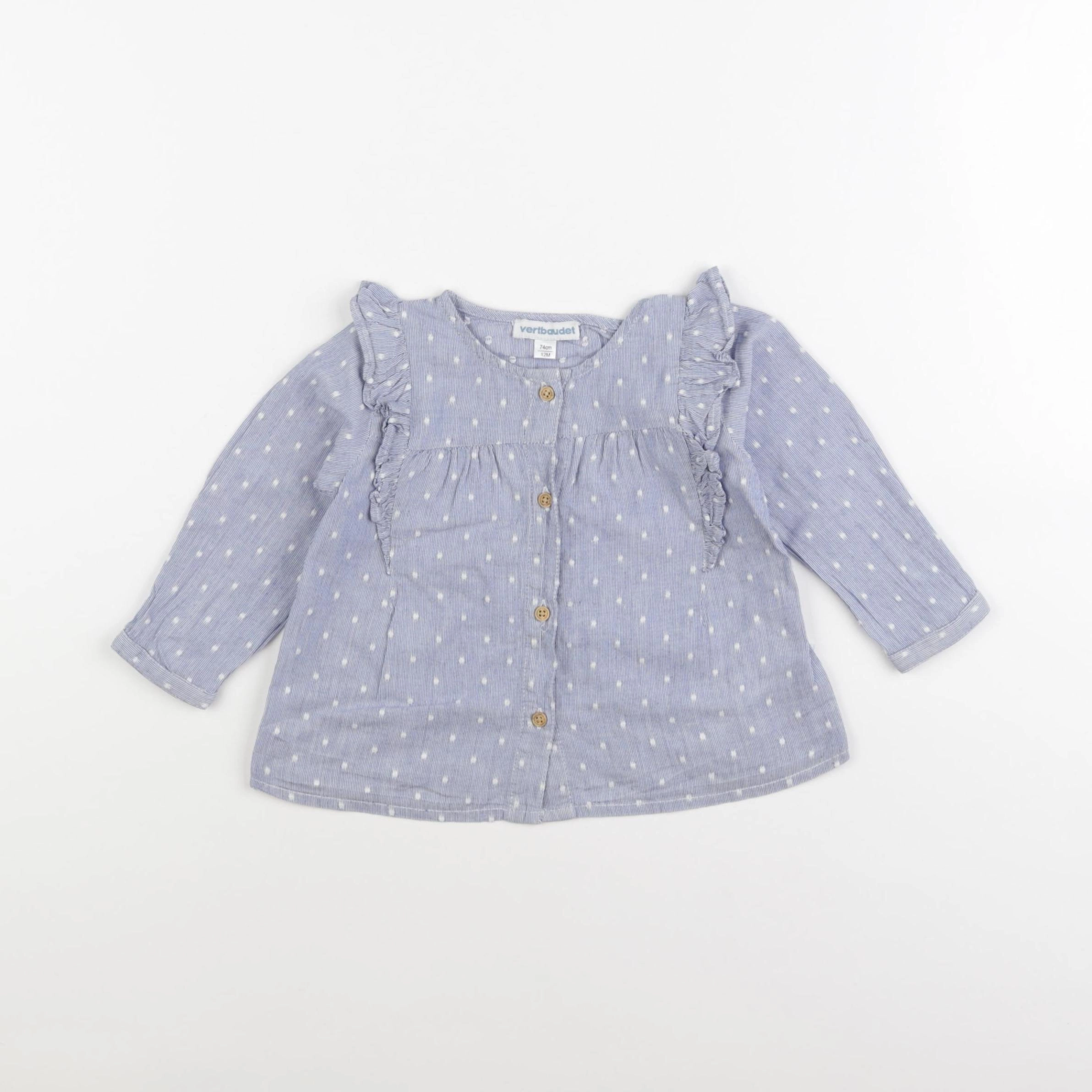 Vertbaudet - blouse bleu - 12 mois