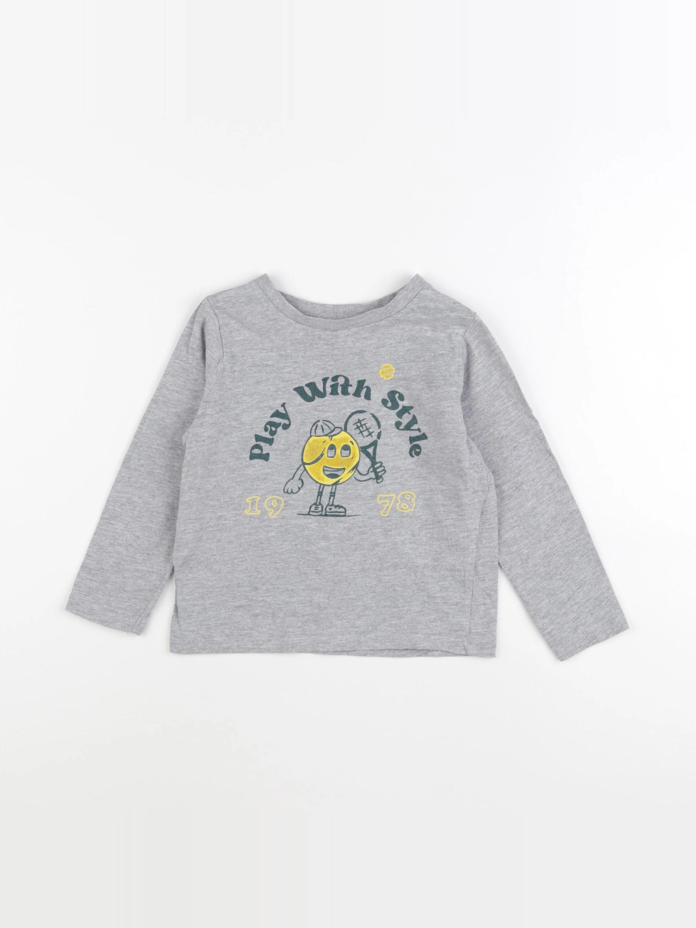 La Redoute - tee-shirt velours gris - 3 ans