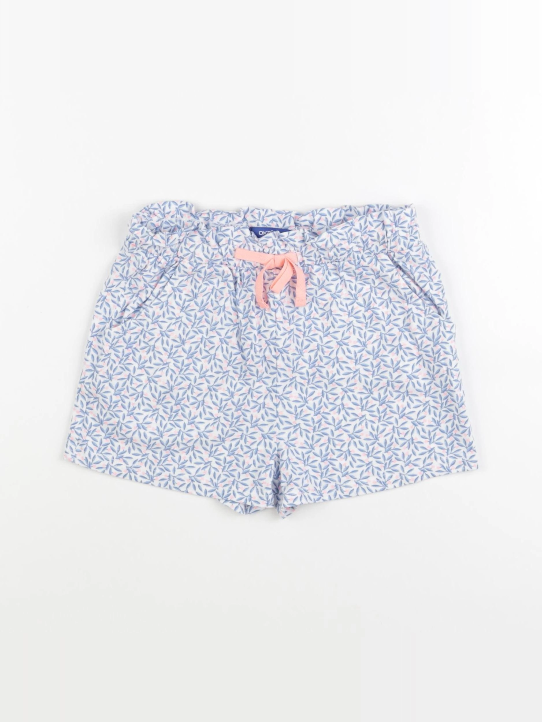 Okaidi - short blanc, bleu - 7 ans