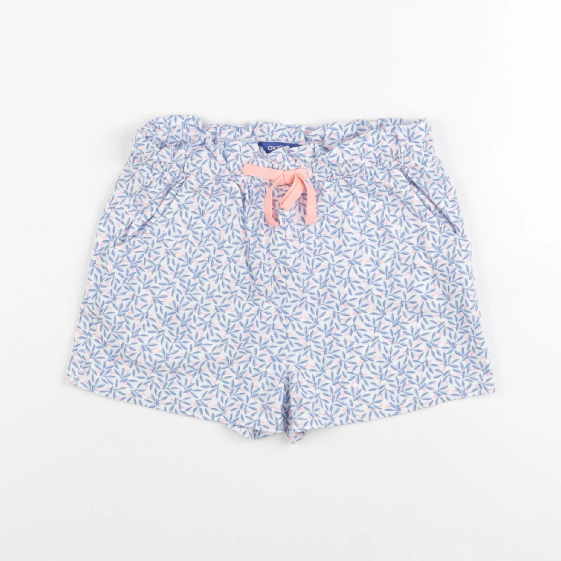 Okaidi - short blanc, bleu - 7 ans