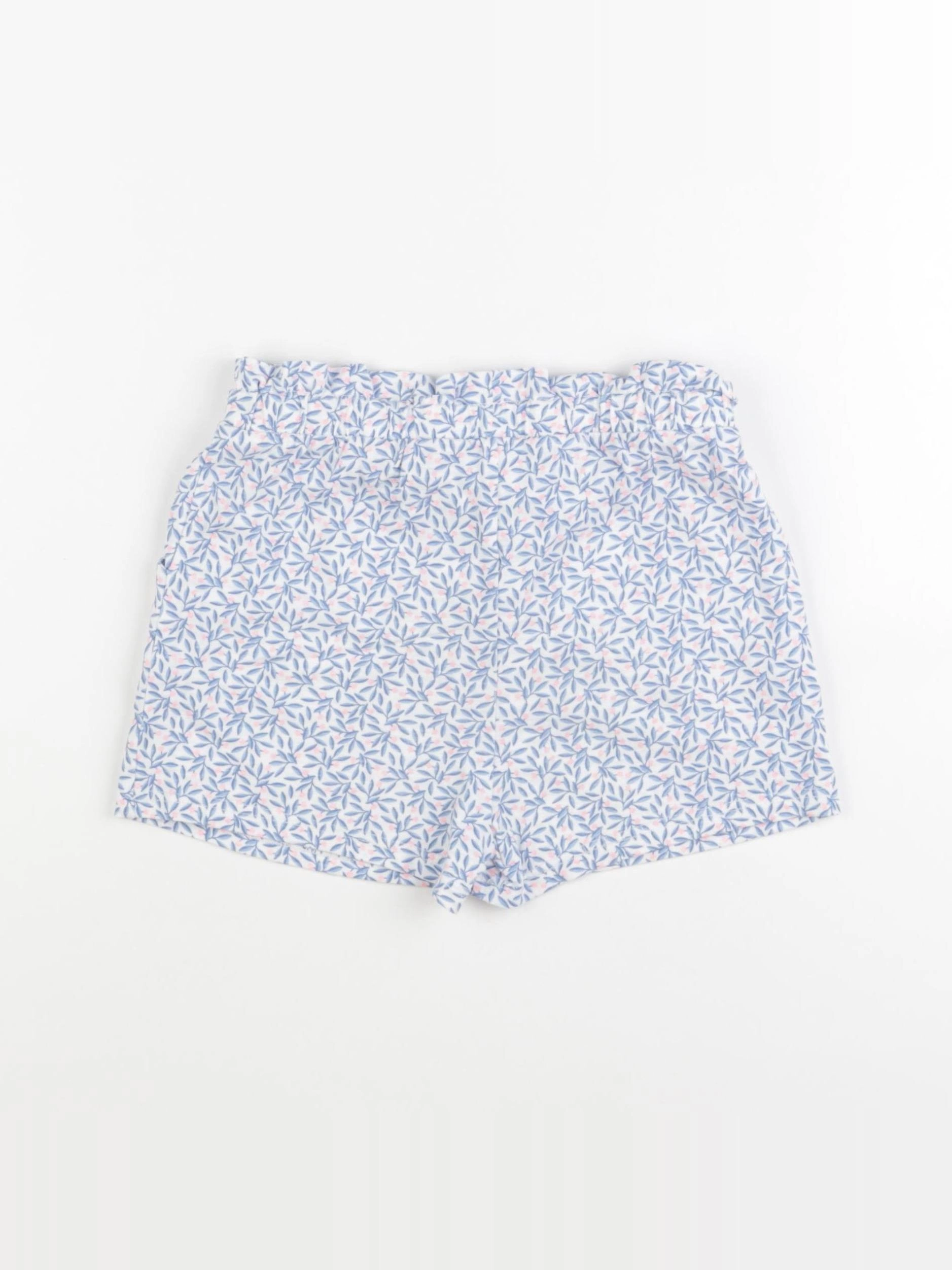 Okaidi - short blanc, bleu - 7 ans