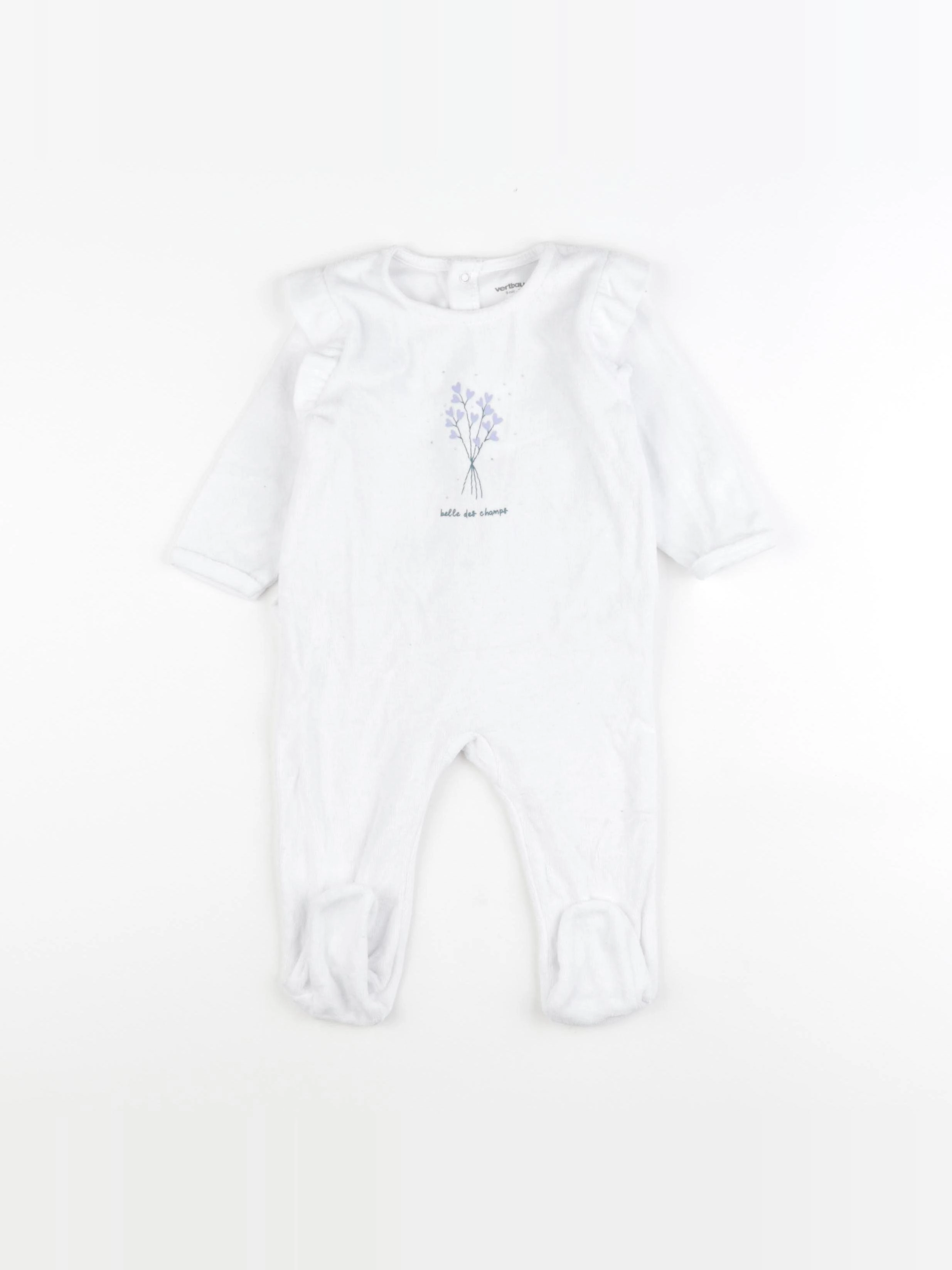 Vertbaudet - pyjama velours blanc - 9 mois