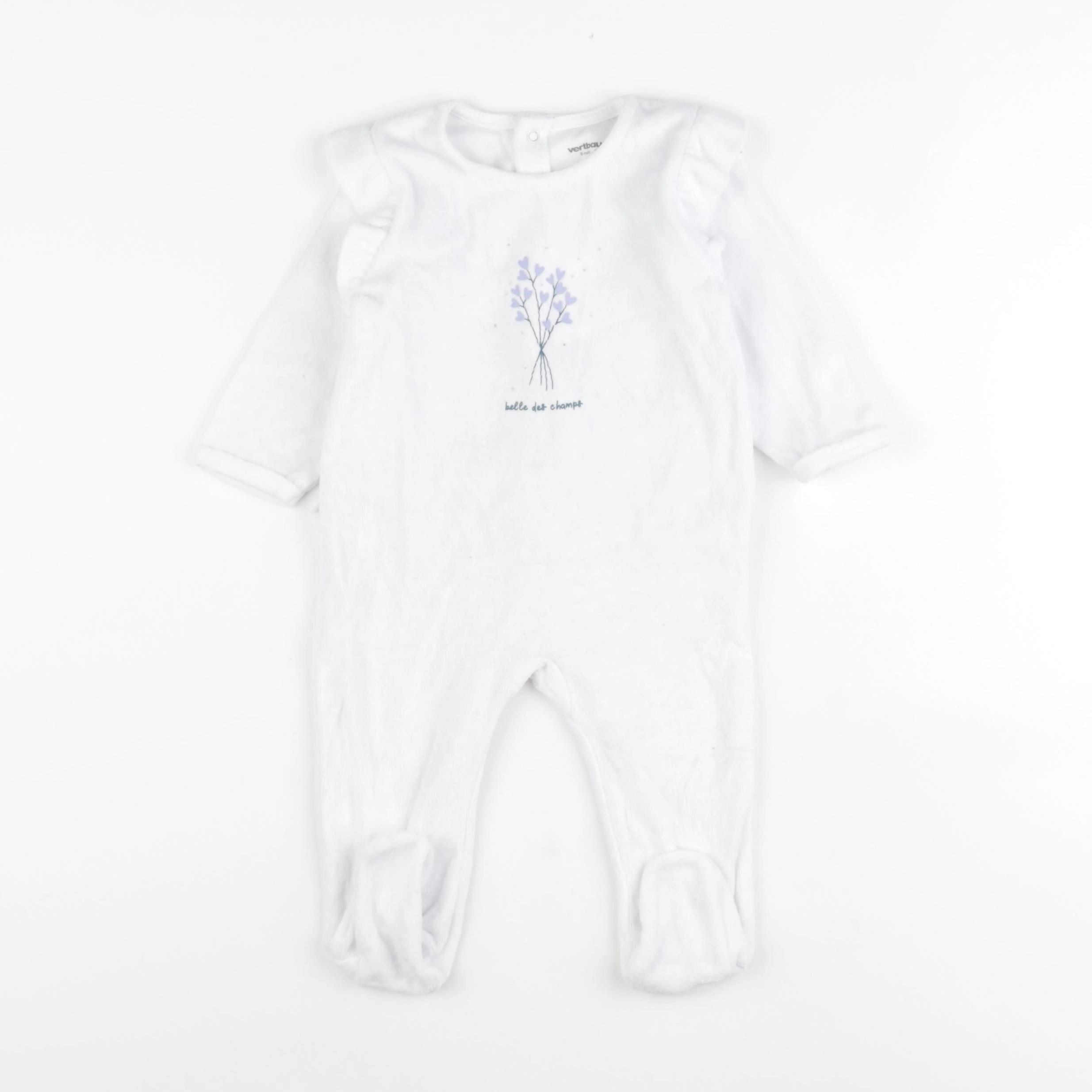 Vertbaudet - pyjama velours blanc - 9 mois