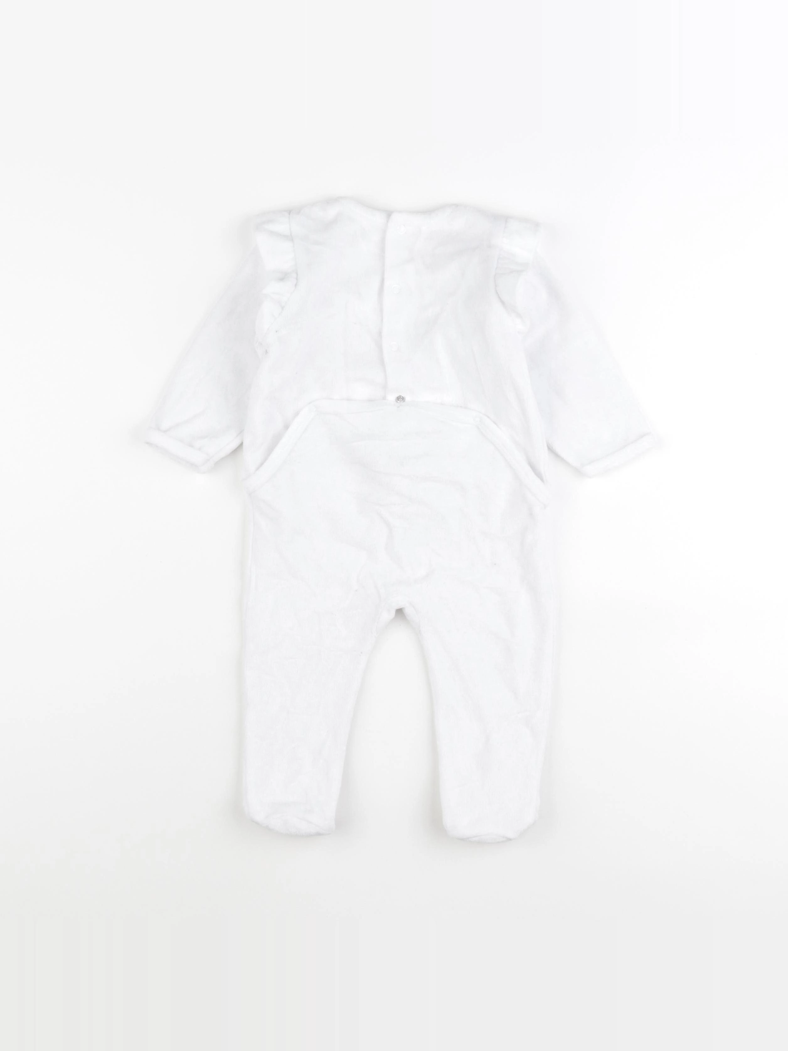 Vertbaudet - pyjama velours blanc - 9 mois