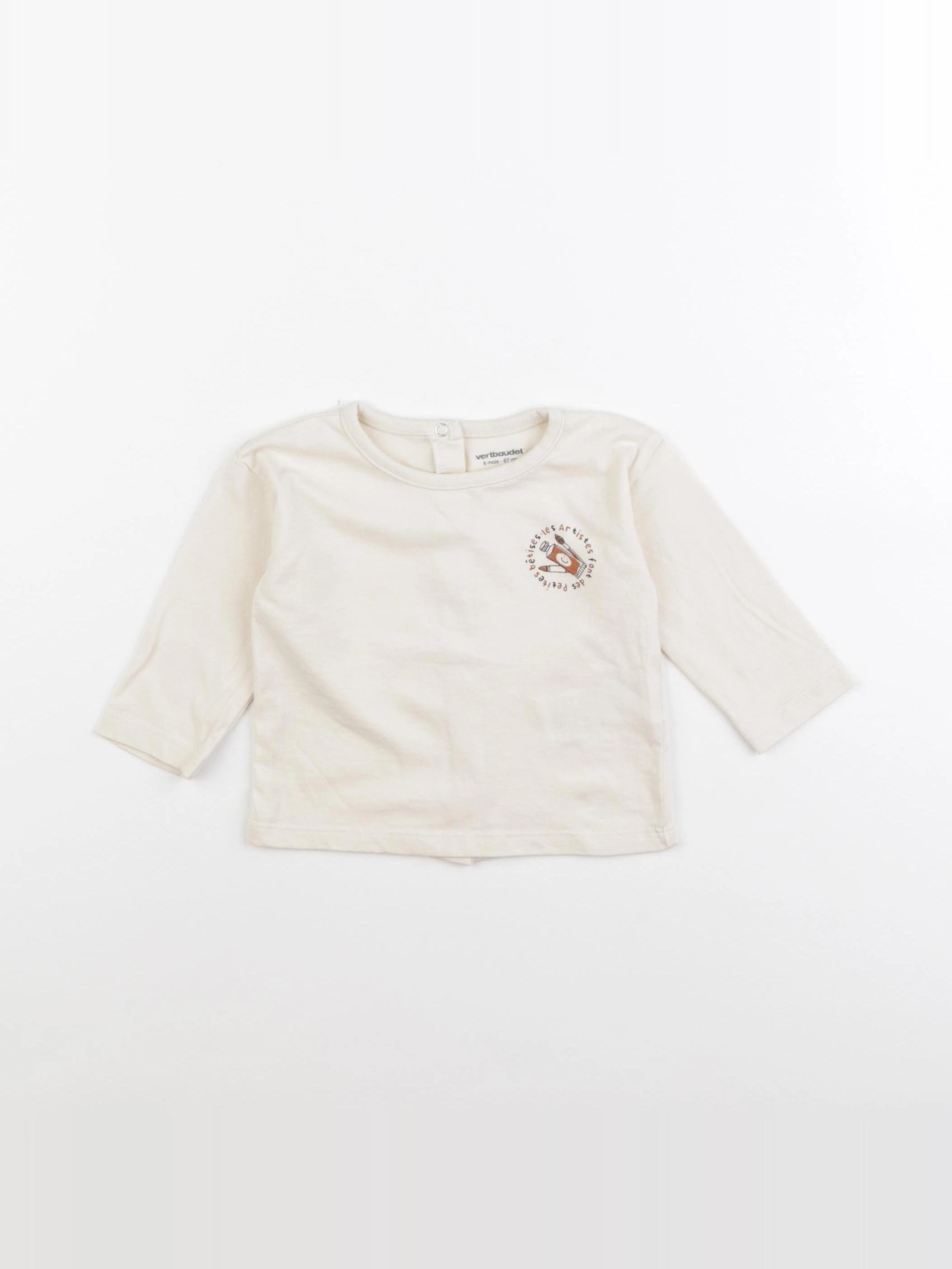 Vertbaudet - tee-shirt beige - 6 mois