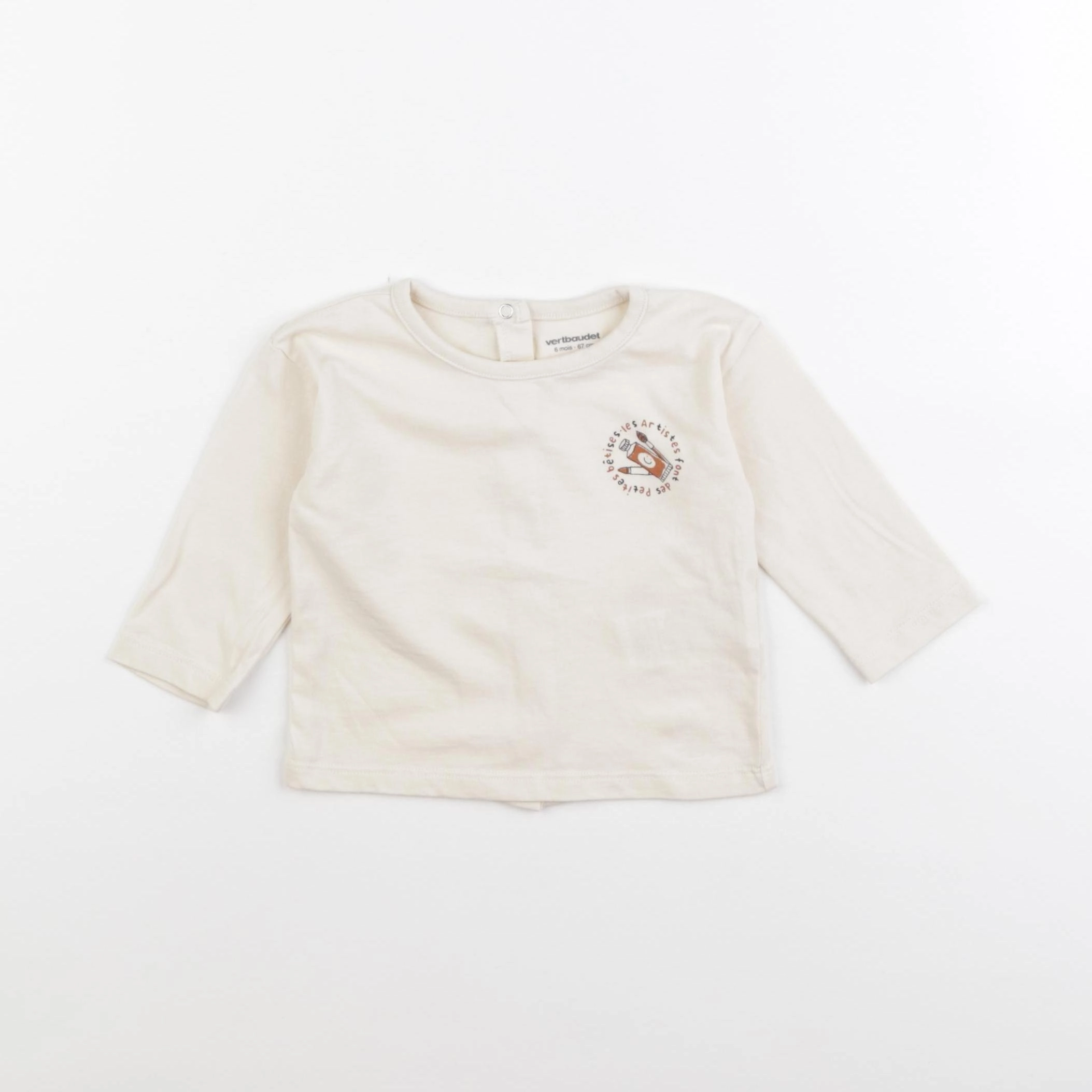 Vertbaudet - tee-shirt beige - 6 mois