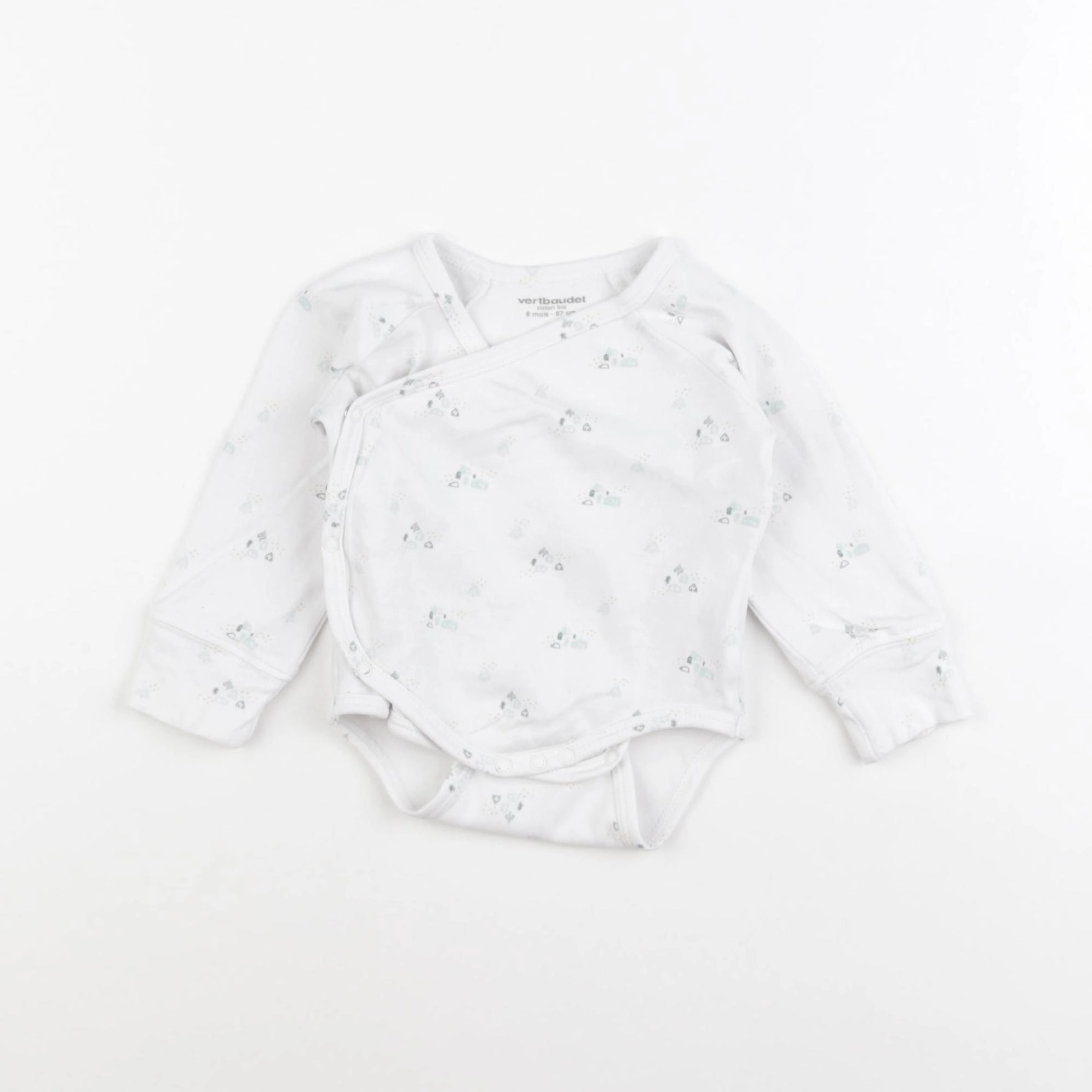 Vertbaudet - body blanc, bleu - 6 mois