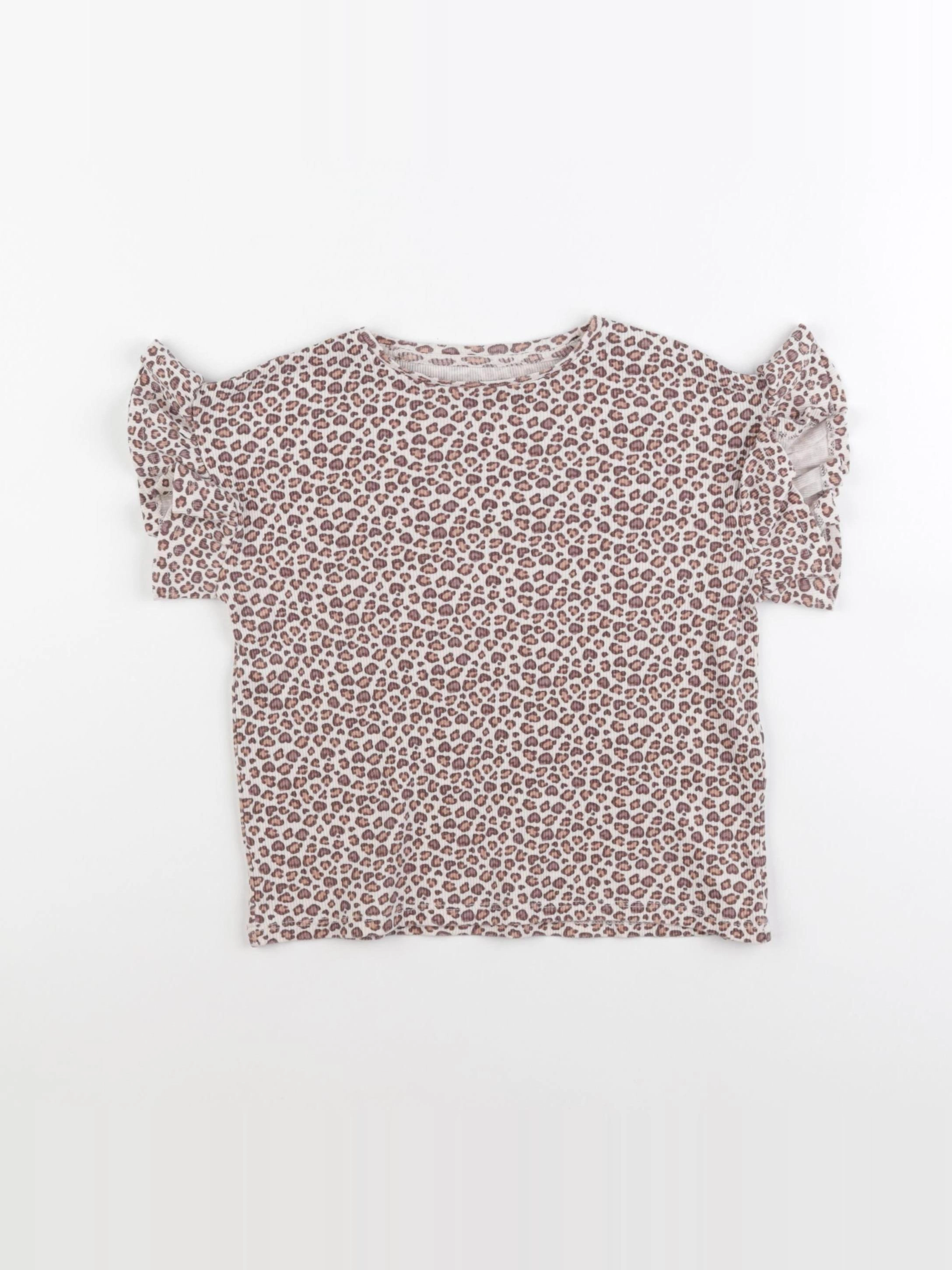 Vertbaudet - tee-shirt blanc, marron - 5 ans