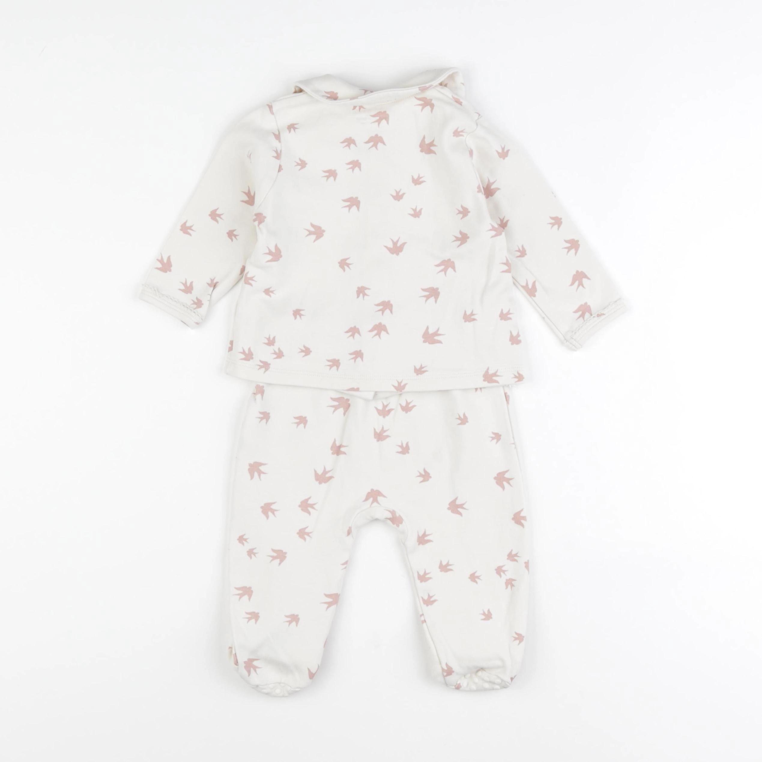 Vertbaudet - pyjama coton beige, rose - 9 mois
