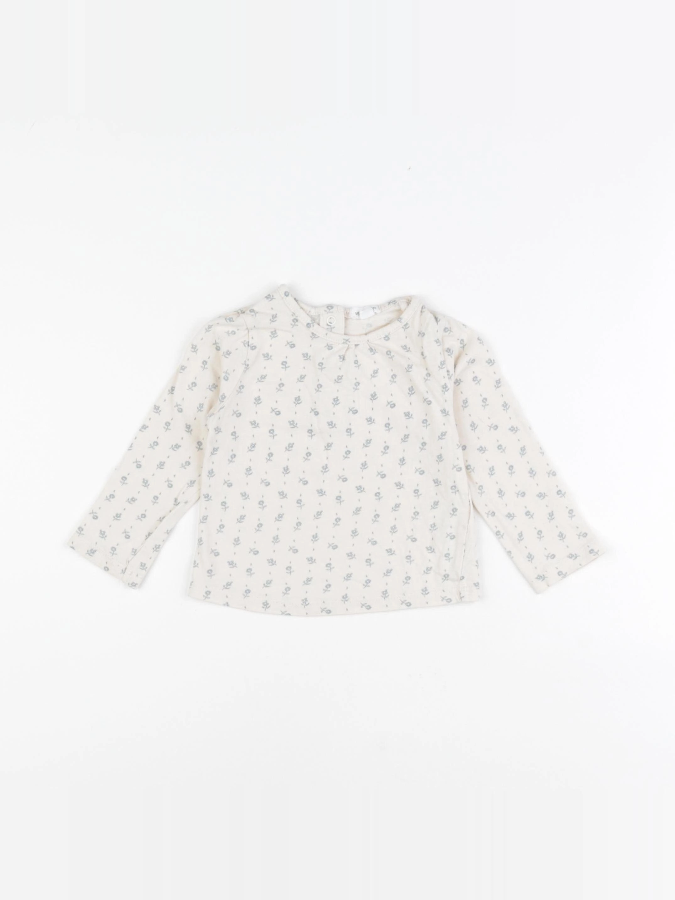 Vertbaudet - tee-shirt beige, bleu - 12 mois