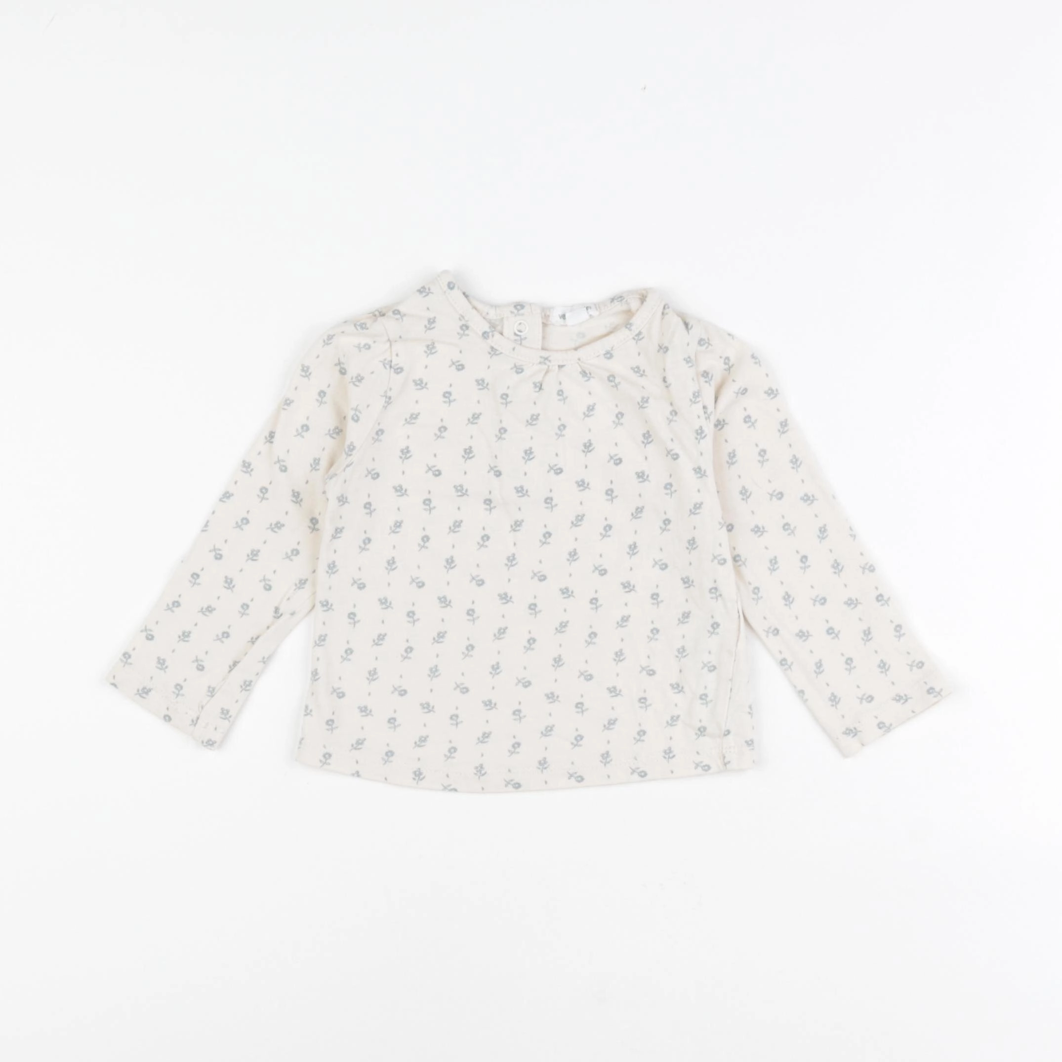 Vertbaudet - tee-shirt beige, bleu - 12 mois