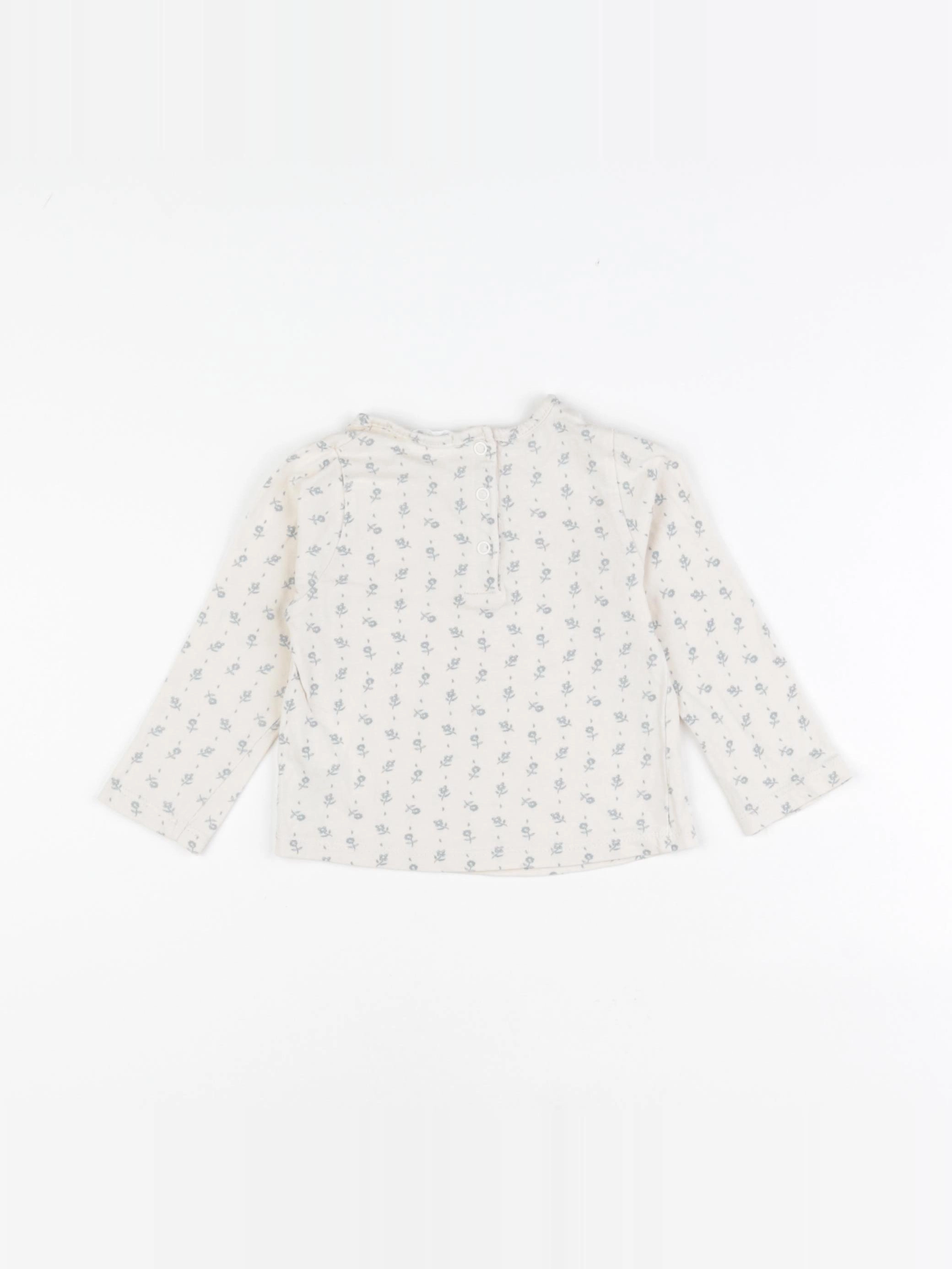 Vertbaudet - tee-shirt beige, bleu - 12 mois
