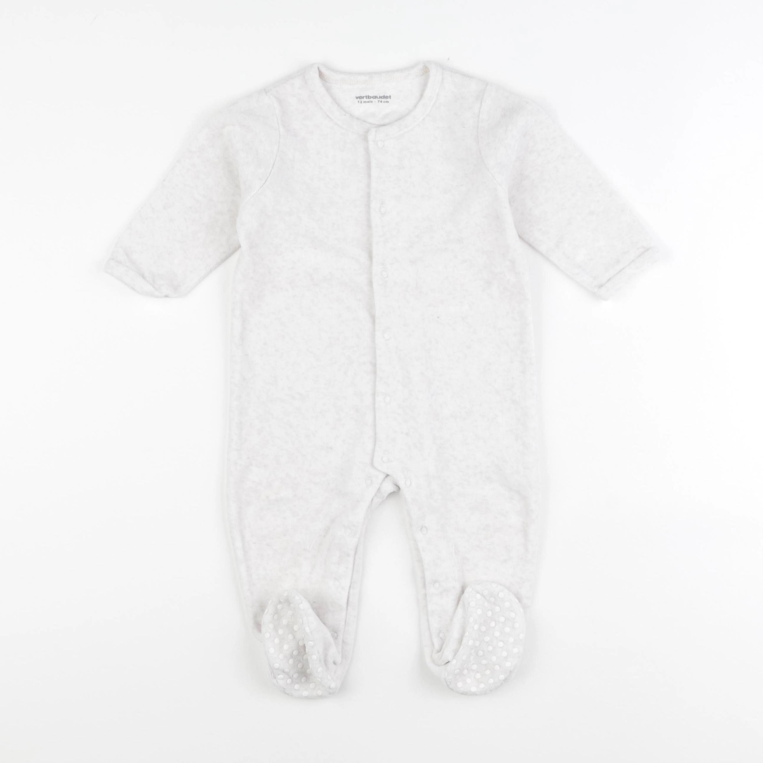 Vertbaudet - pyjama velours blanc, gris - 12 mois